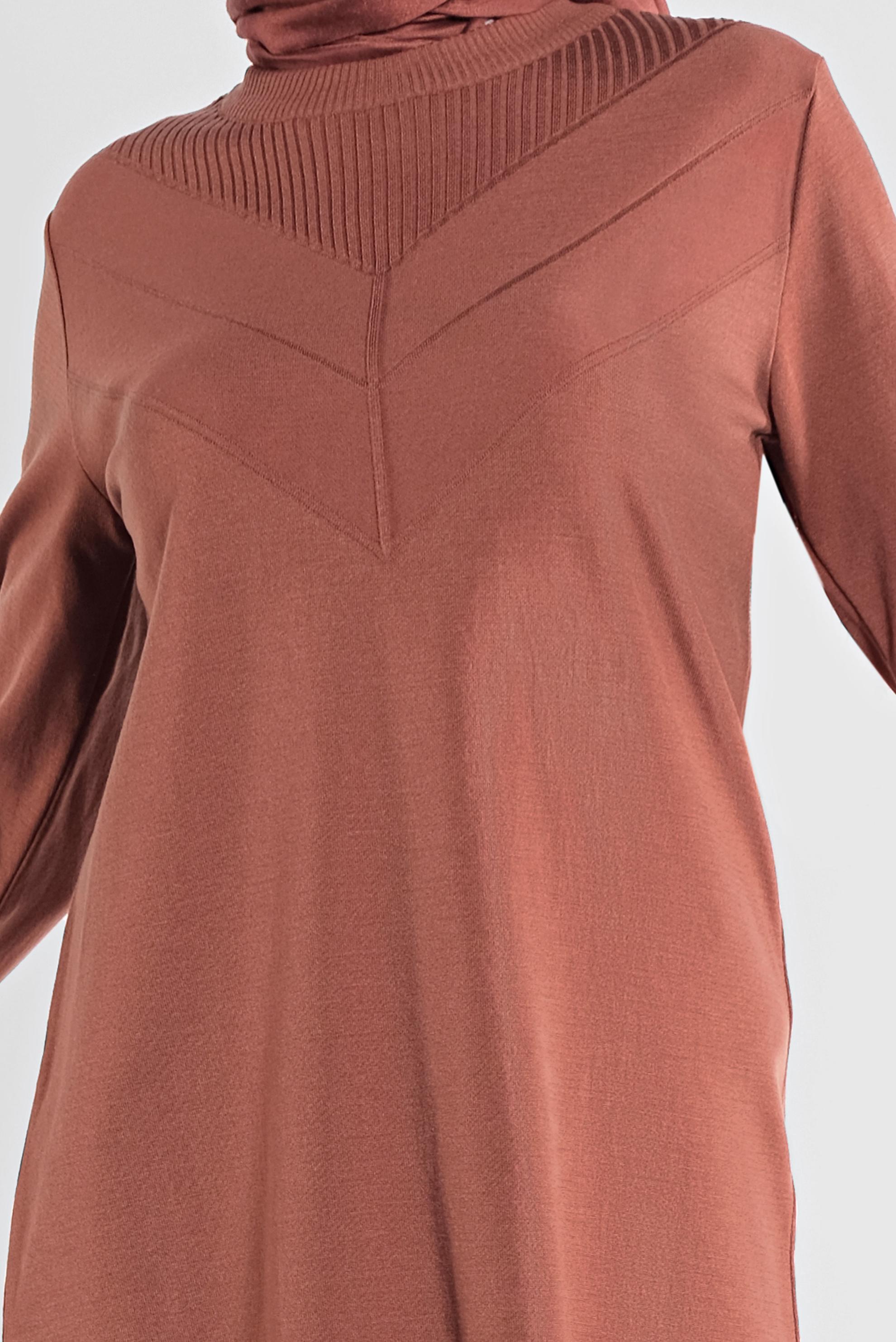 Vêtements hijab BRUN TUNIQUE EN TRICOT 41068 