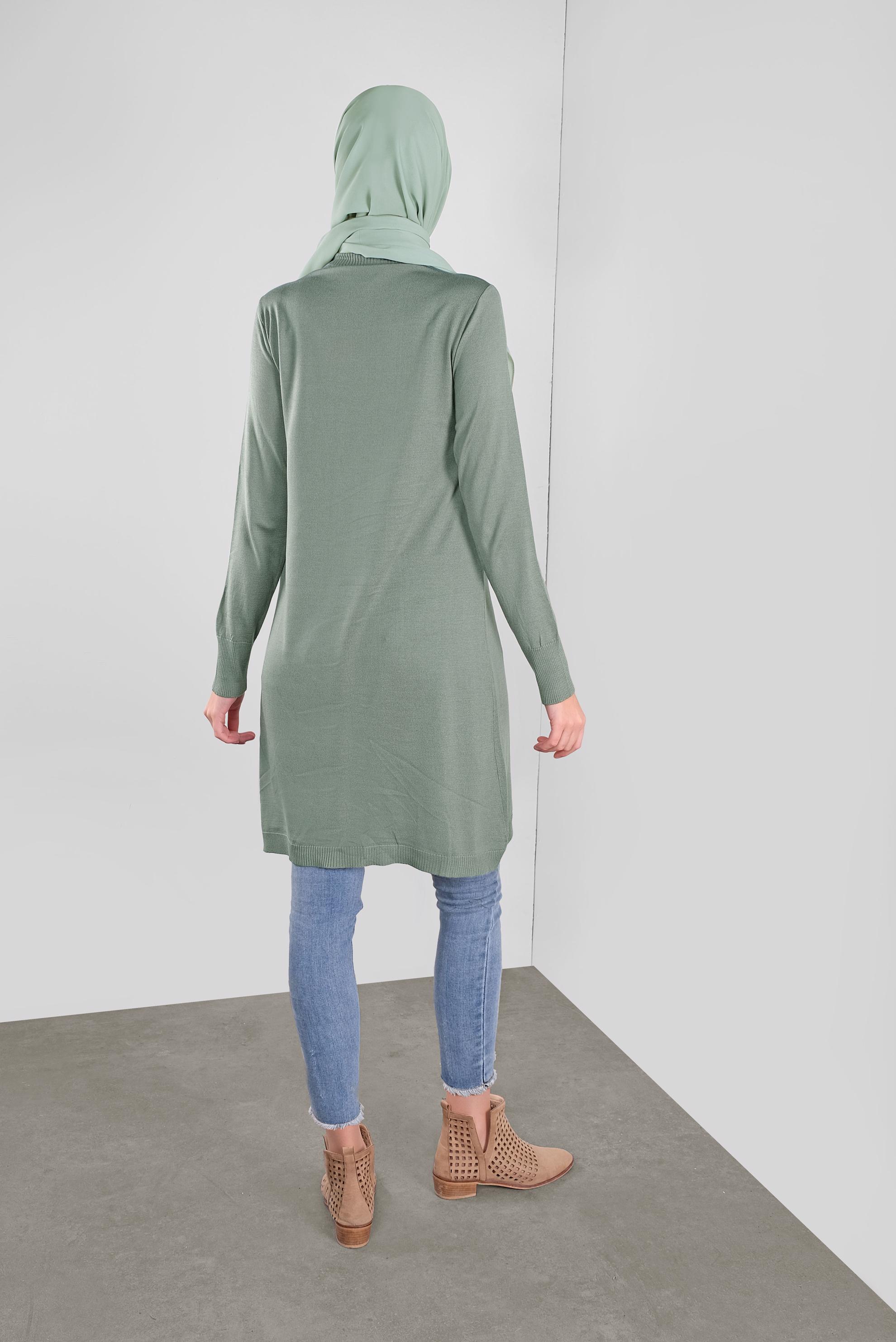 Tesettür giyim YEŞİL TRİKO TUNİK 41068