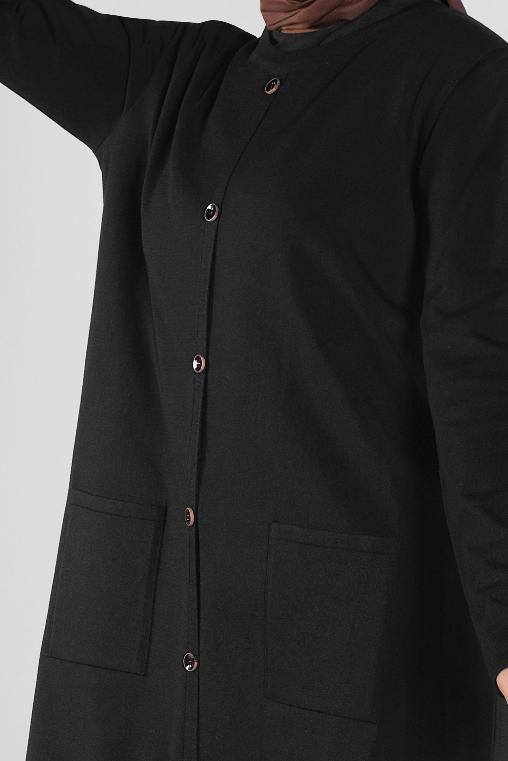 Tesettür giyim SİYAH DÜĞMELİ CEPLİ TRİKO TUNİK 41070