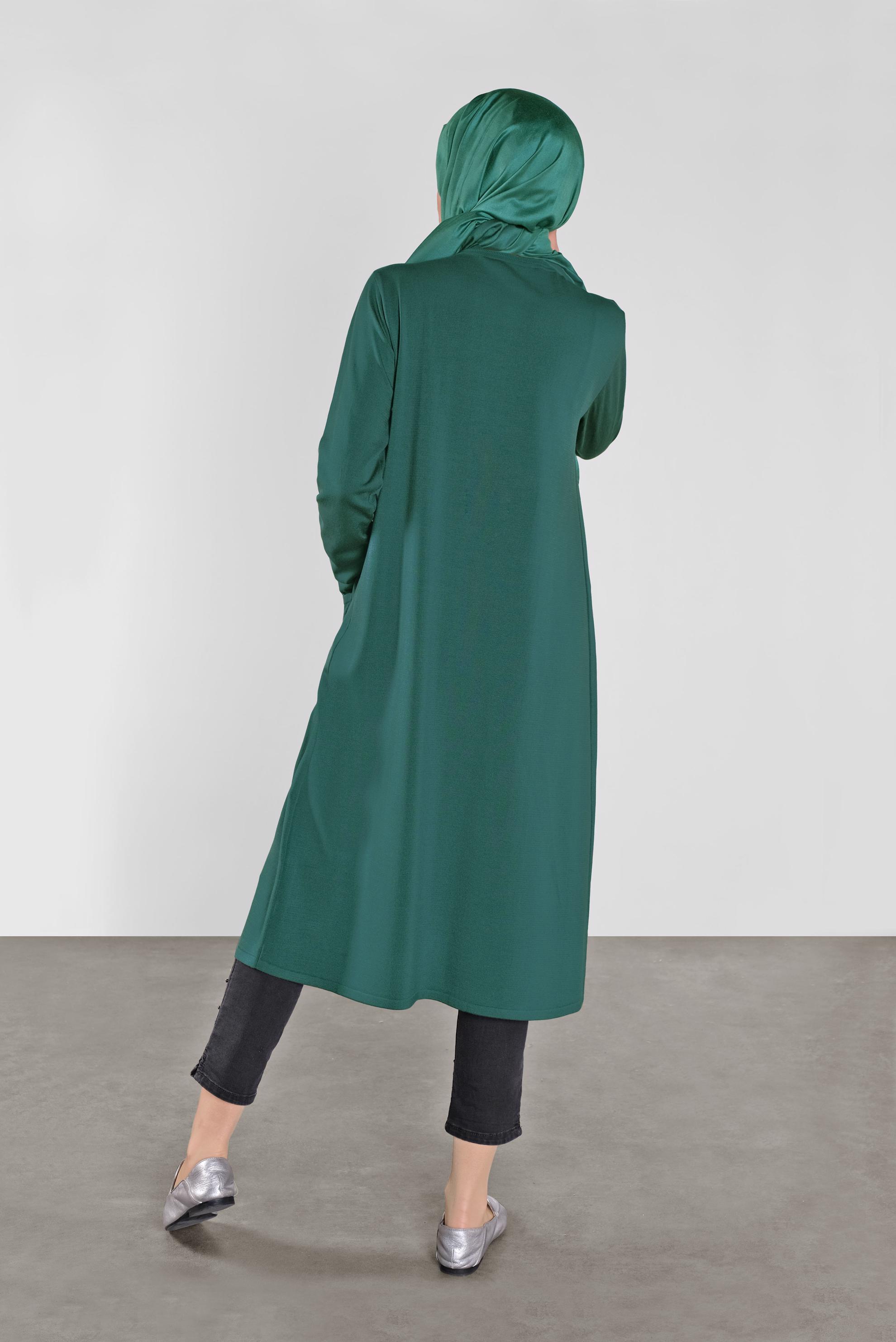 Tesettür giyim MAVİ DÜĞMELİ CEPLİ TRİKO TUNİK 41070