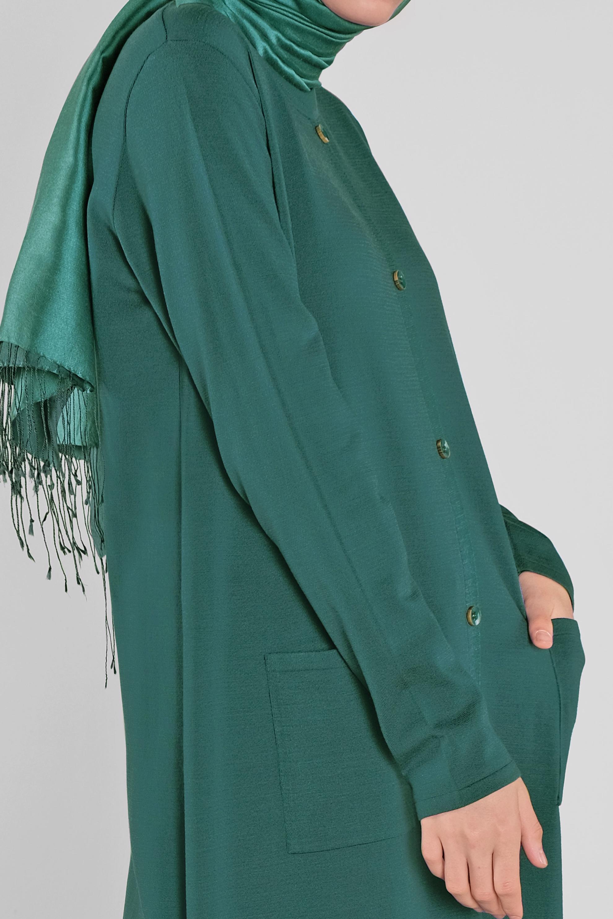 Tesettür giyim MAVİ DÜĞMELİ CEPLİ TRİKO TUNİK 41070