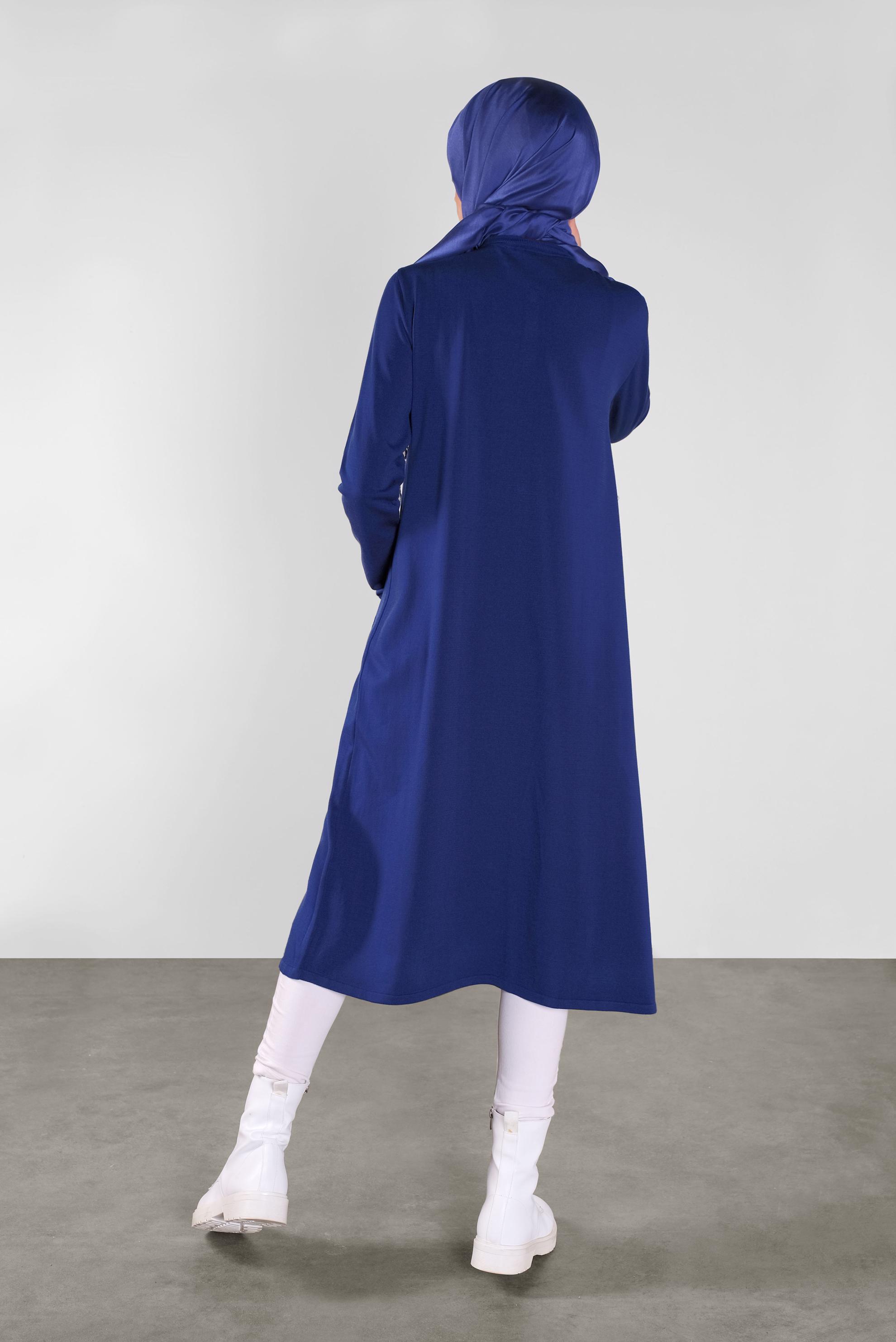 Tesettür giyim LACİVERT DÜĞMELİ CEPLİ TRİKO TUNİK 41070