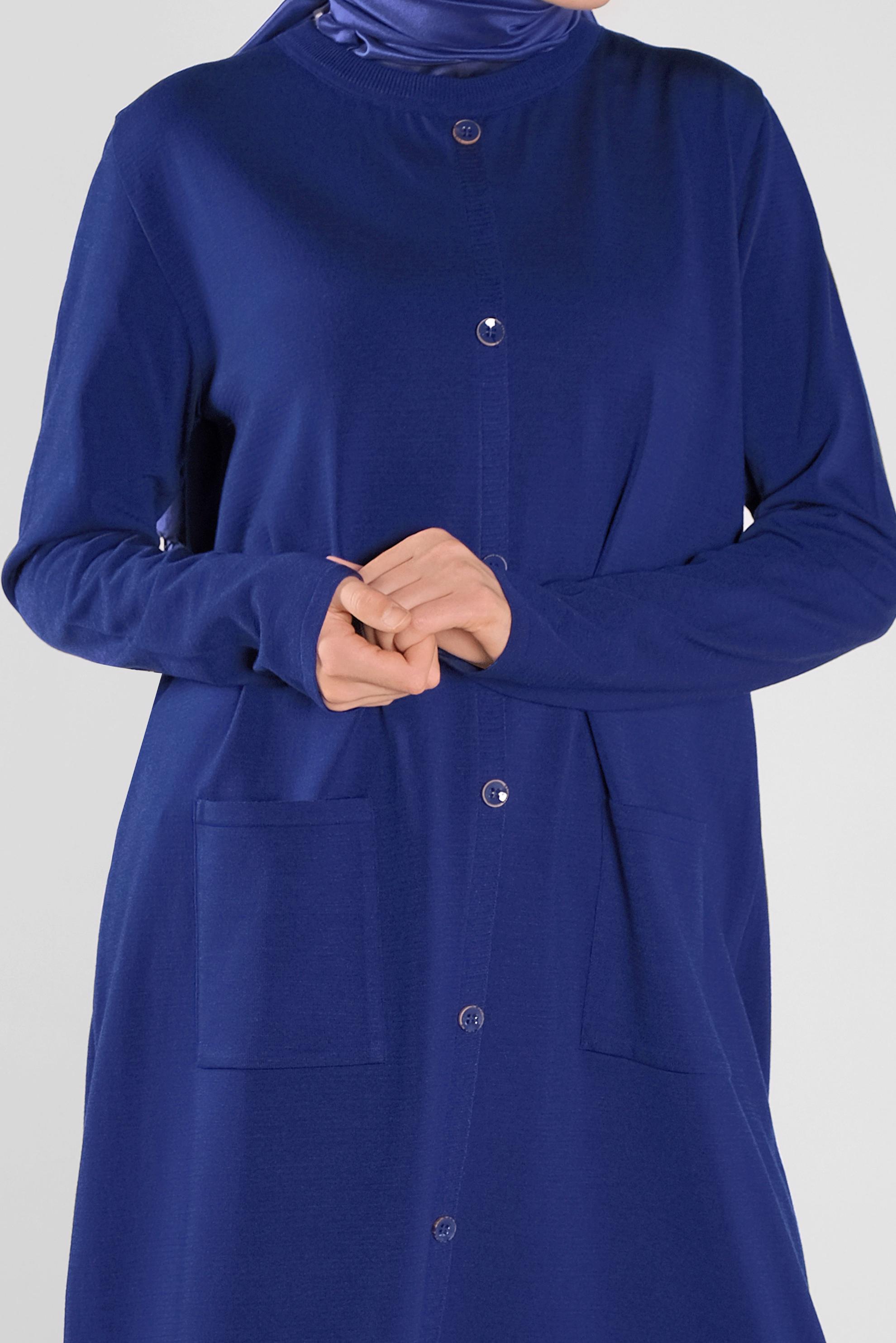 Tesettür giyim LACİVERT DÜĞMELİ CEPLİ TRİKO TUNİK 41070