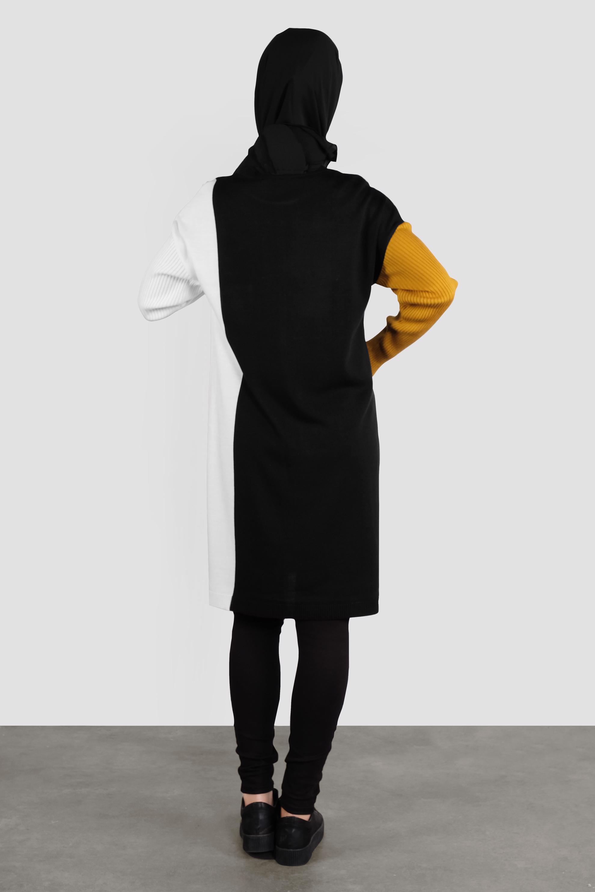 Tesettür giyim SİYAH CEPLİ TRİKO TUNİK 41071 