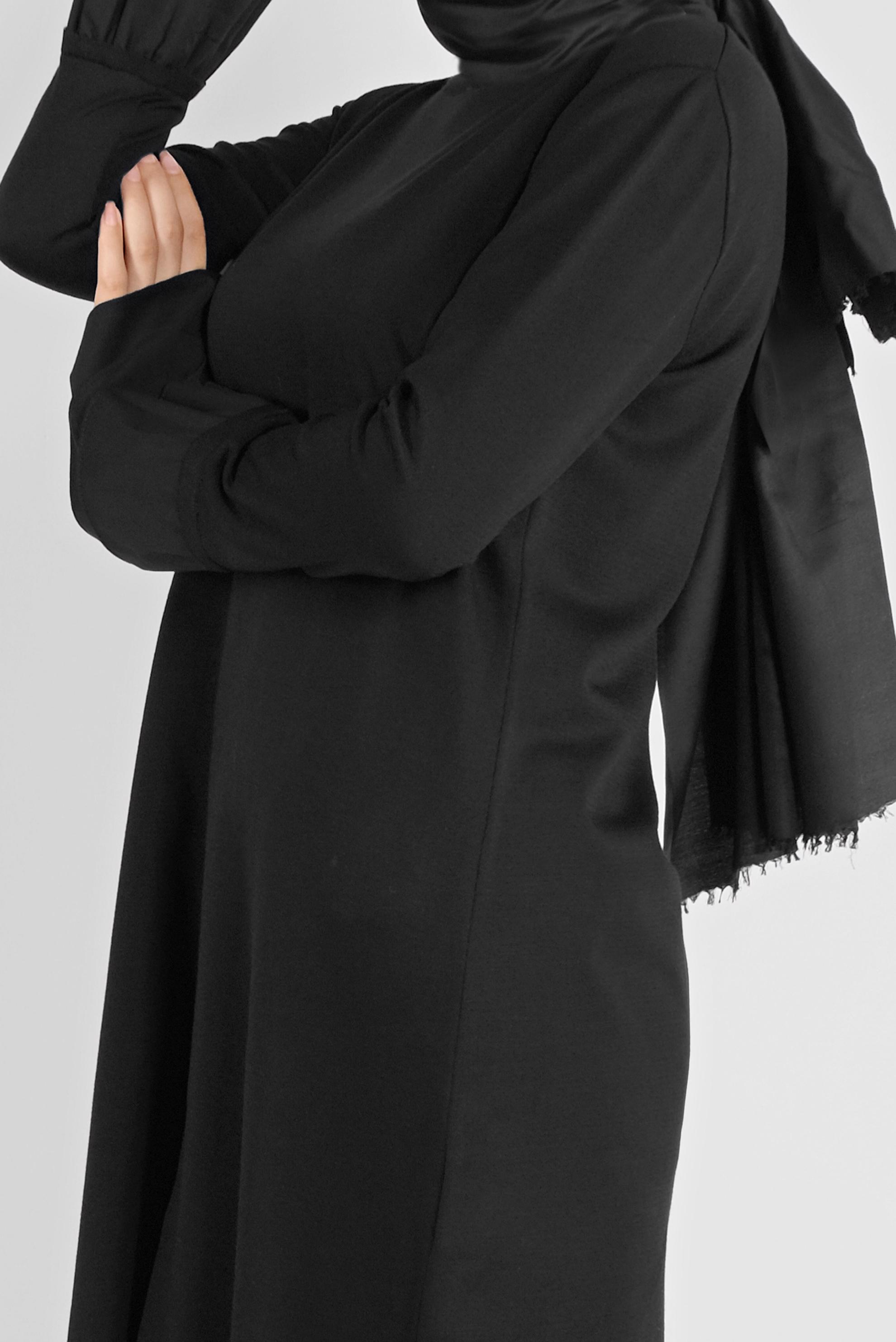 Tesettür giyim SİYAH  VOLANLI İNCE TRİKO TUNİK  41072 