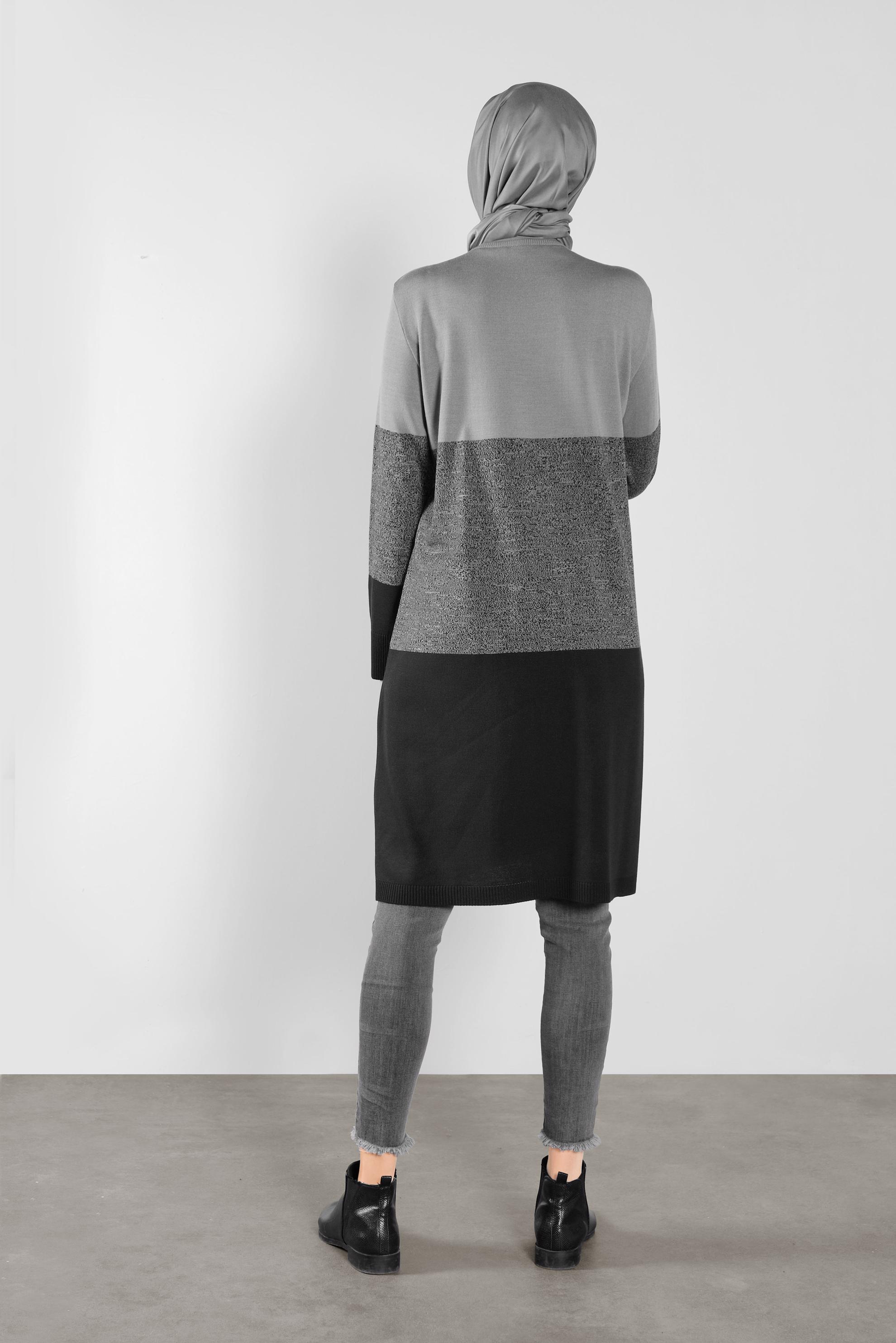 Tesettür giyim GRİ RENK GEÇİŞLİ İNCE TRİKO TUNİK 41075 