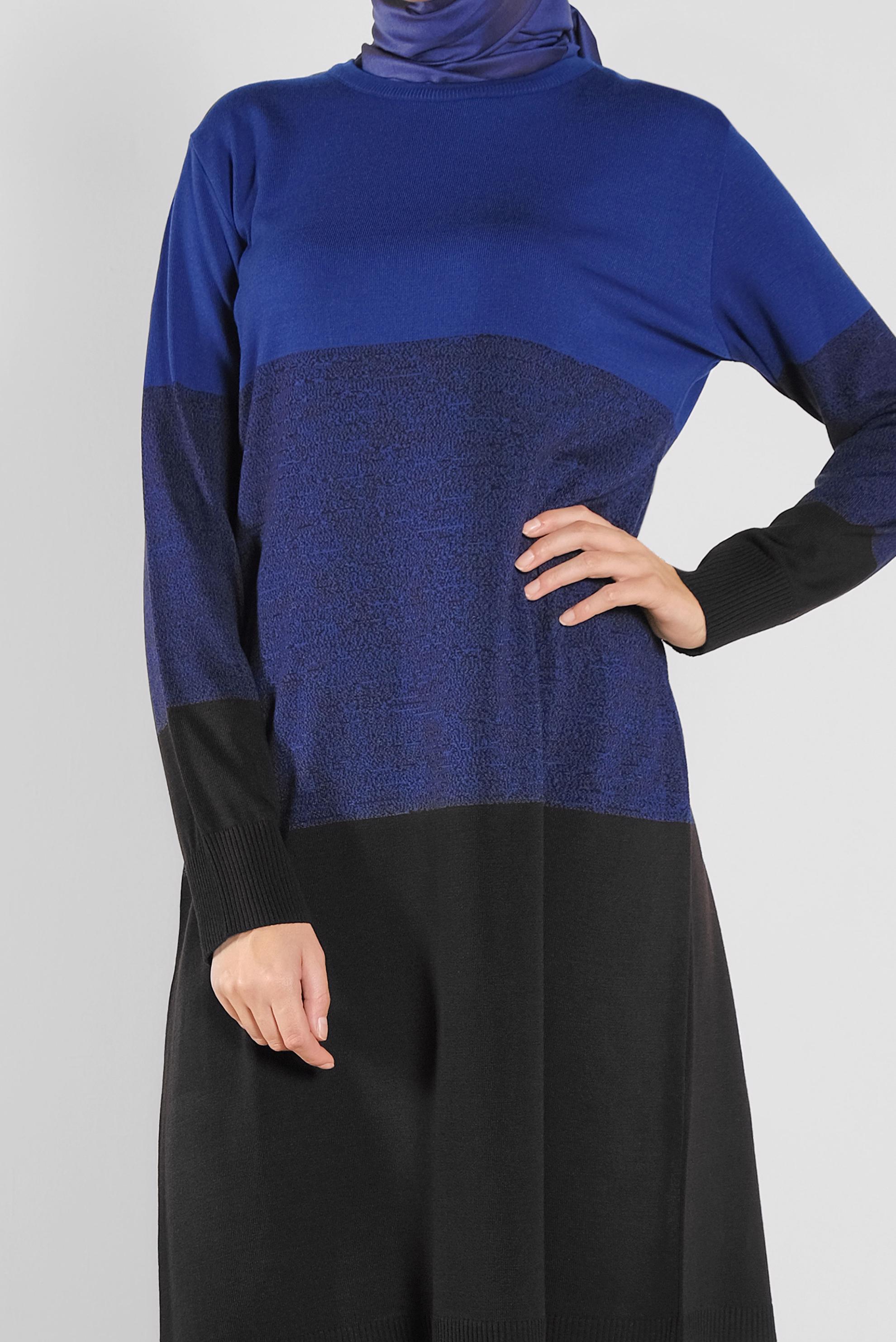 Tesettür giyim LACİVERT RENK GEÇİŞLİ İNCE TRİKO TUNİK 41075 