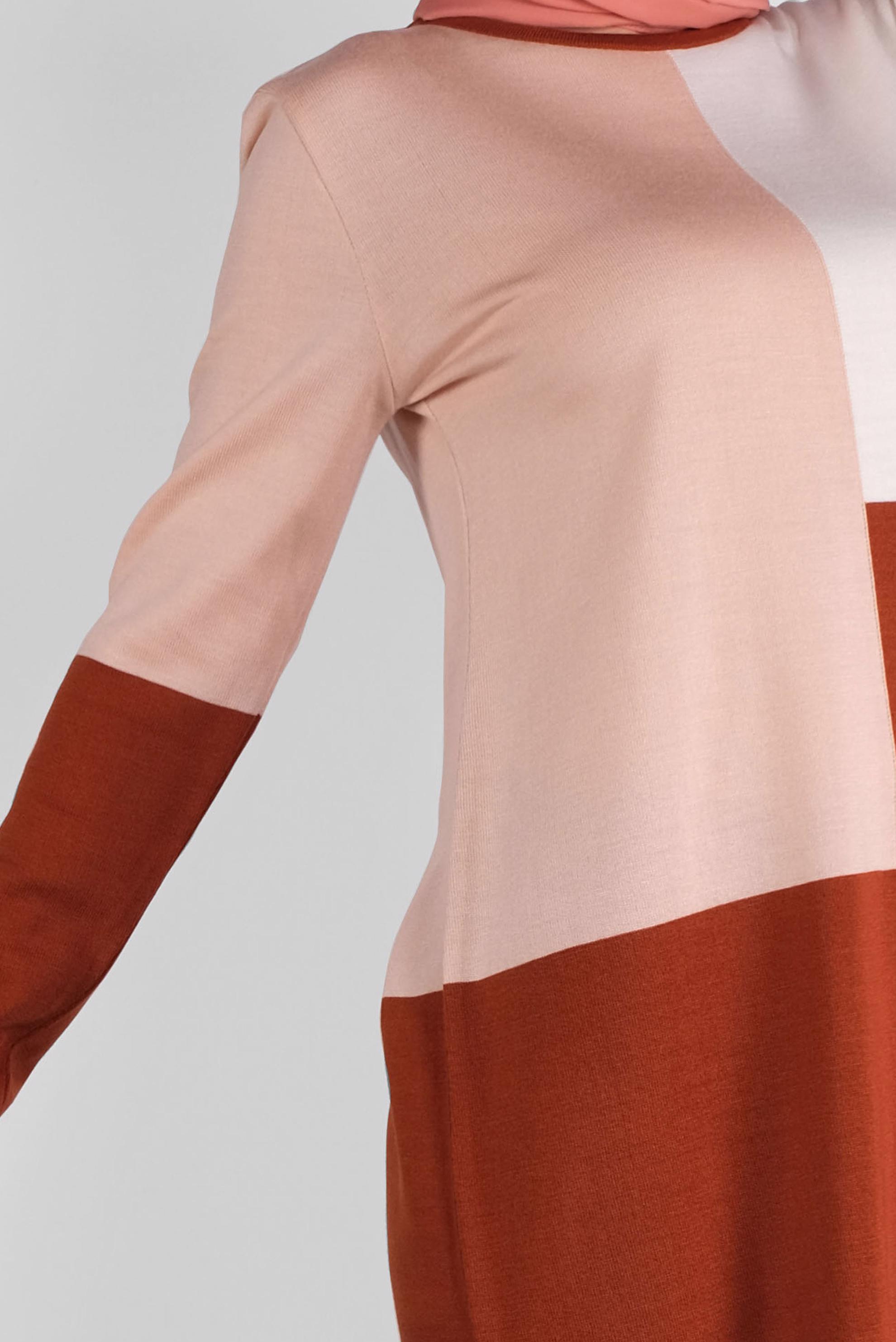 Tesettür giyim PUDRA YUVARLAK YAKA TRİKO TUNİK 41076 