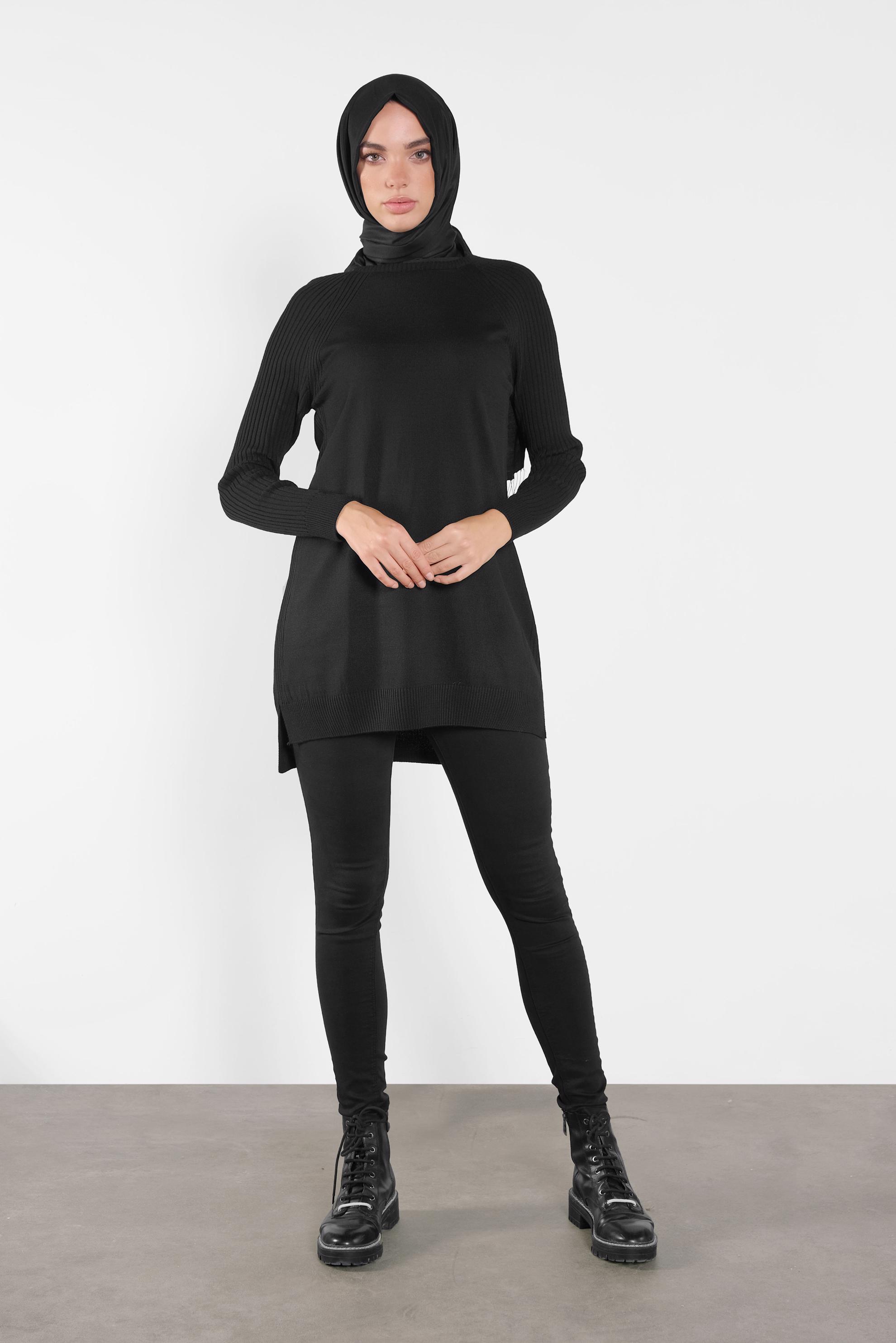 Tesettür giyim SİYAH BASİC TRİKO TUNİK 41080 