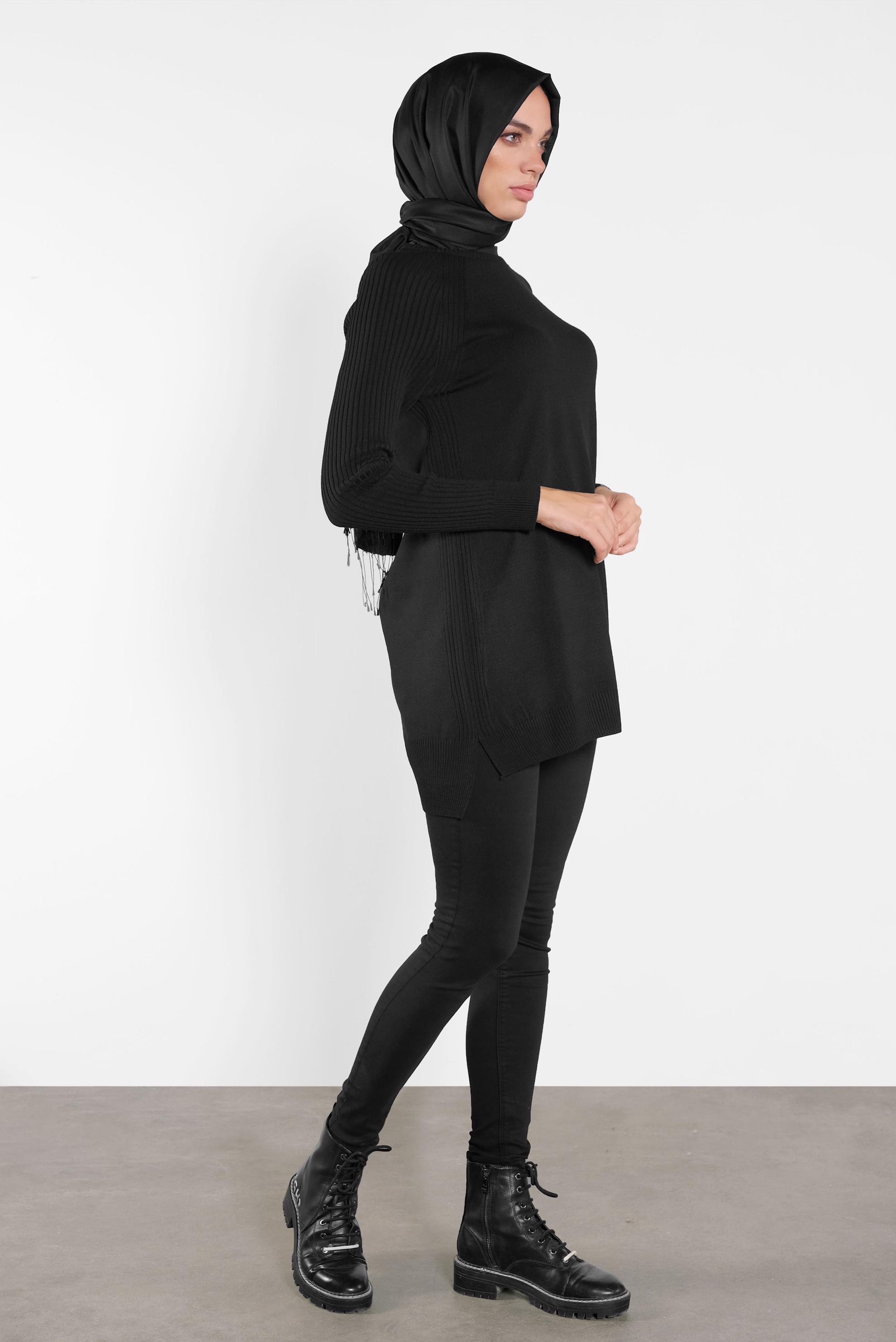 Tesettür giyim SİYAH BASİC TRİKO TUNİK 41080 