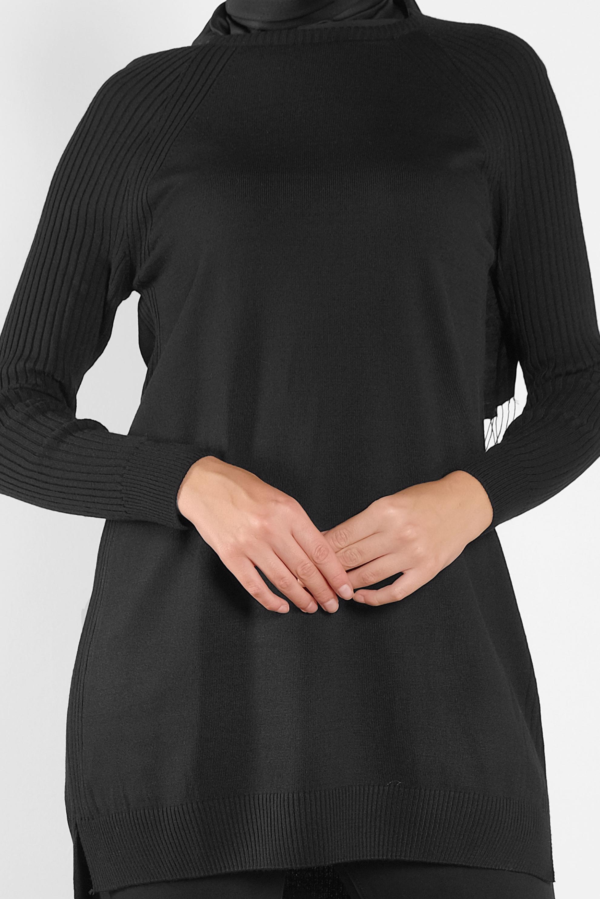 Tesettür giyim SİYAH BASİC TRİKO TUNİK 41080 