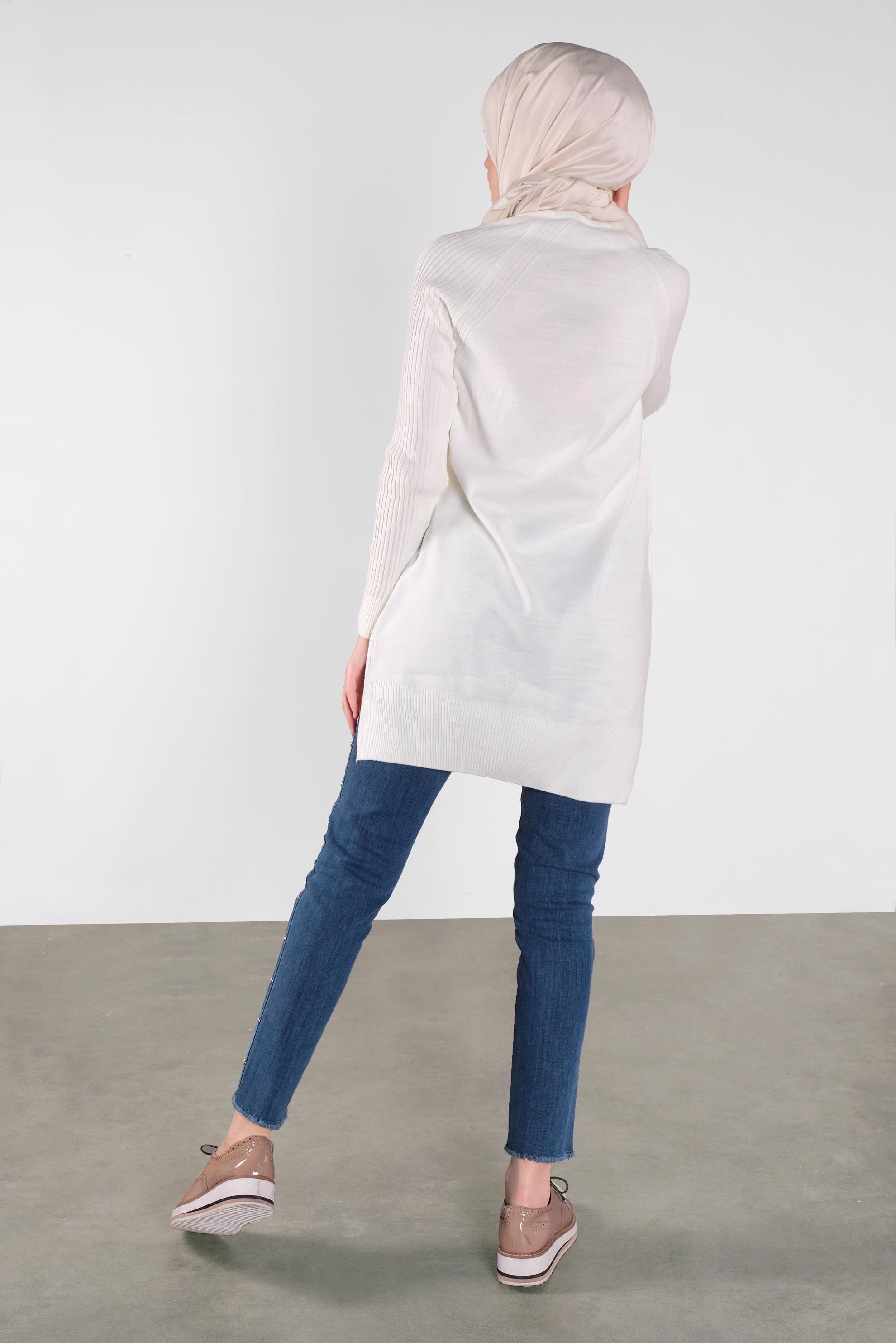 Tesettür giyim BEYAZ BASİC TRİKO TUNİK 41080 