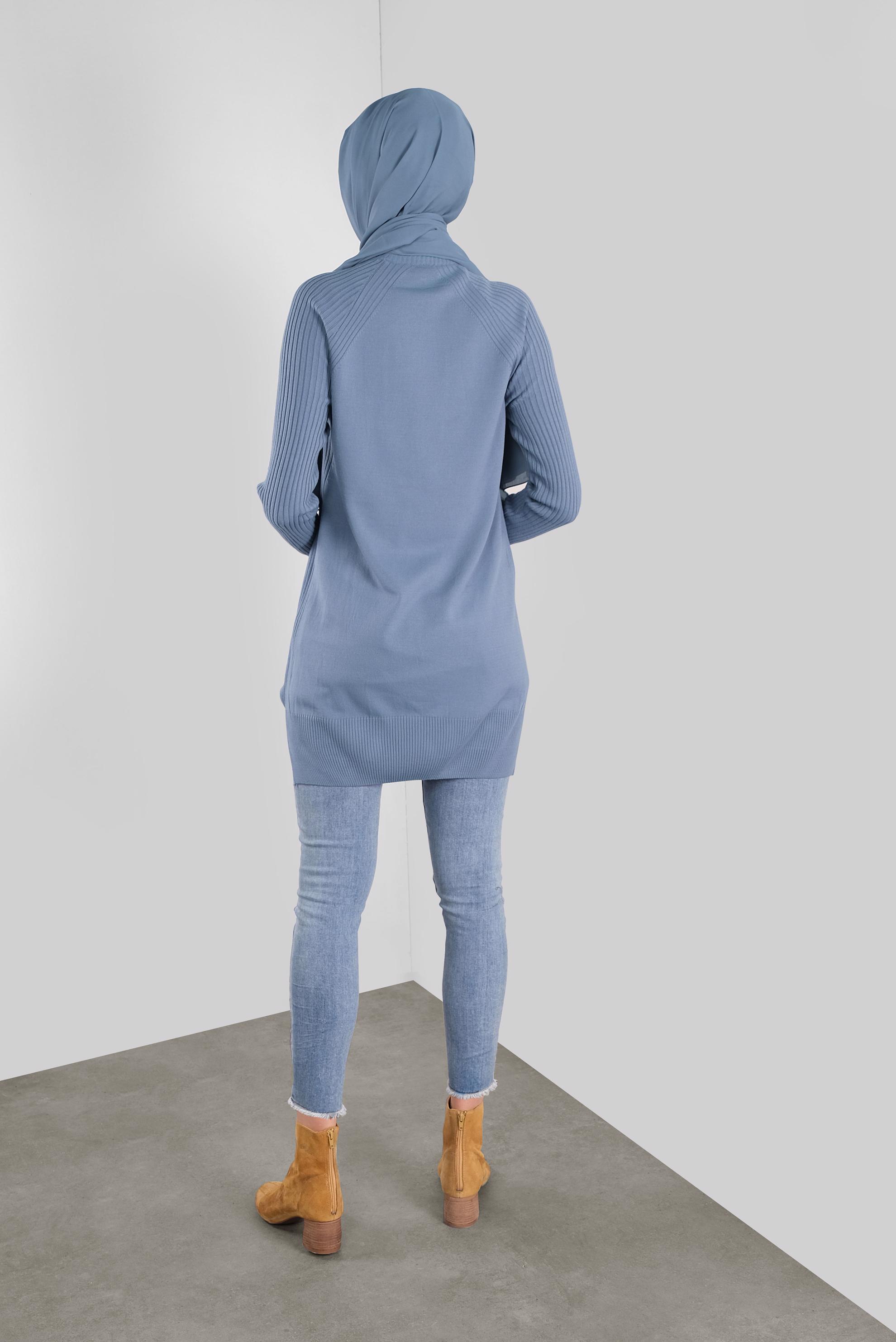 Tesettür giyim MAVİ BASİC TRİKO TUNİK 41080 