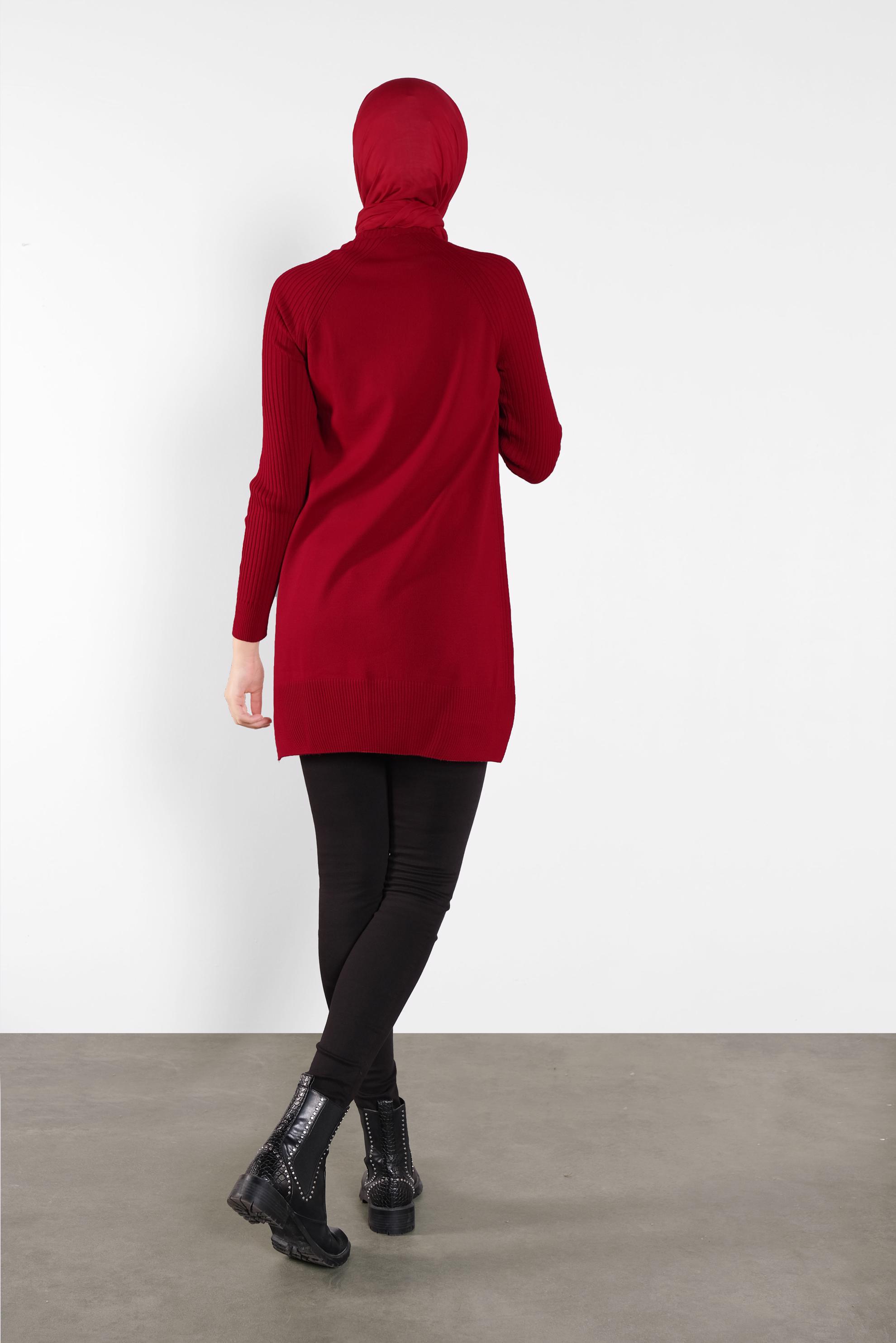 Tesettür giyim KIRMIZI BASİC TRİKO TUNİK 41080 