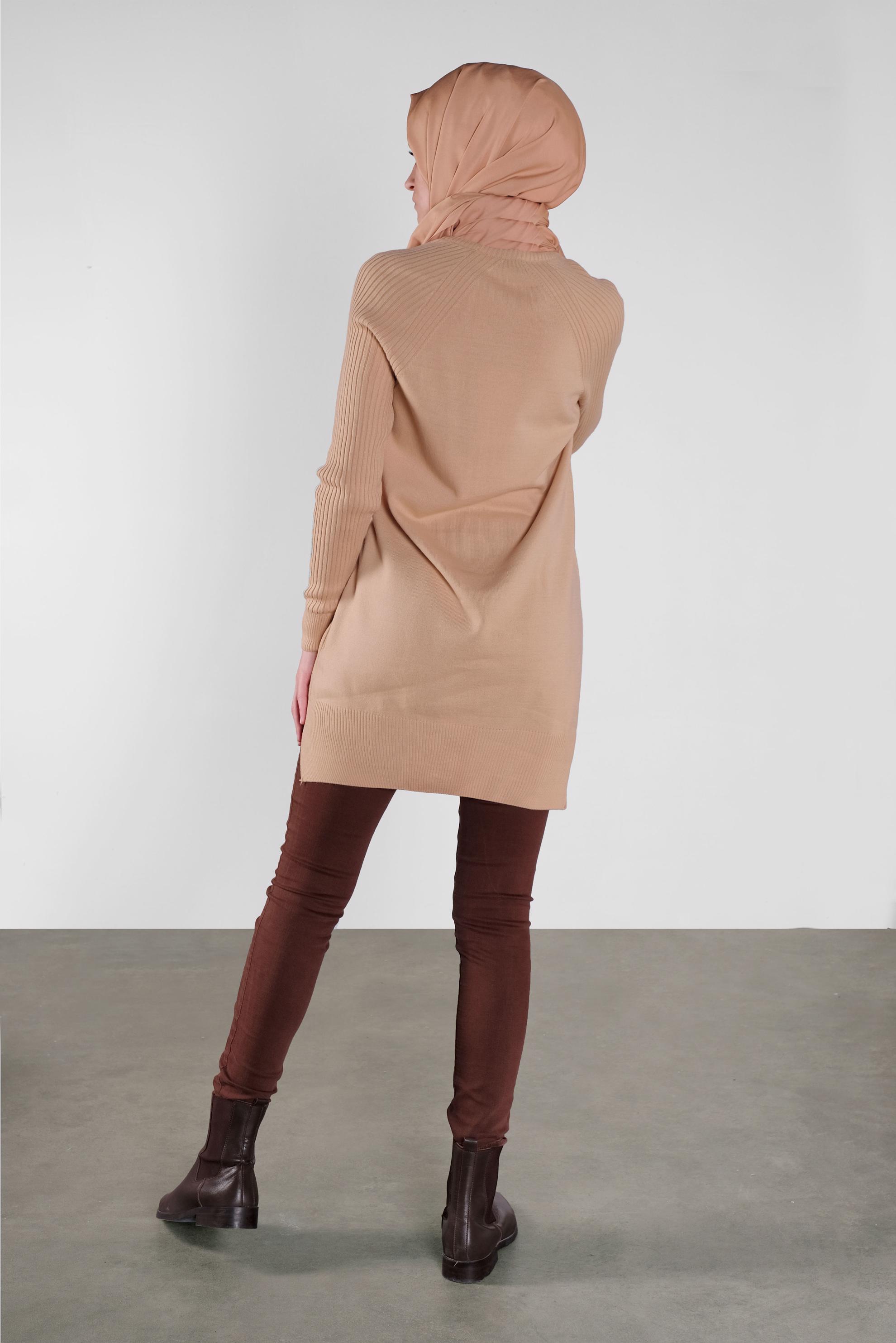 Tesettür giyim BEJ BASİC TRİKO TUNİK 41080 