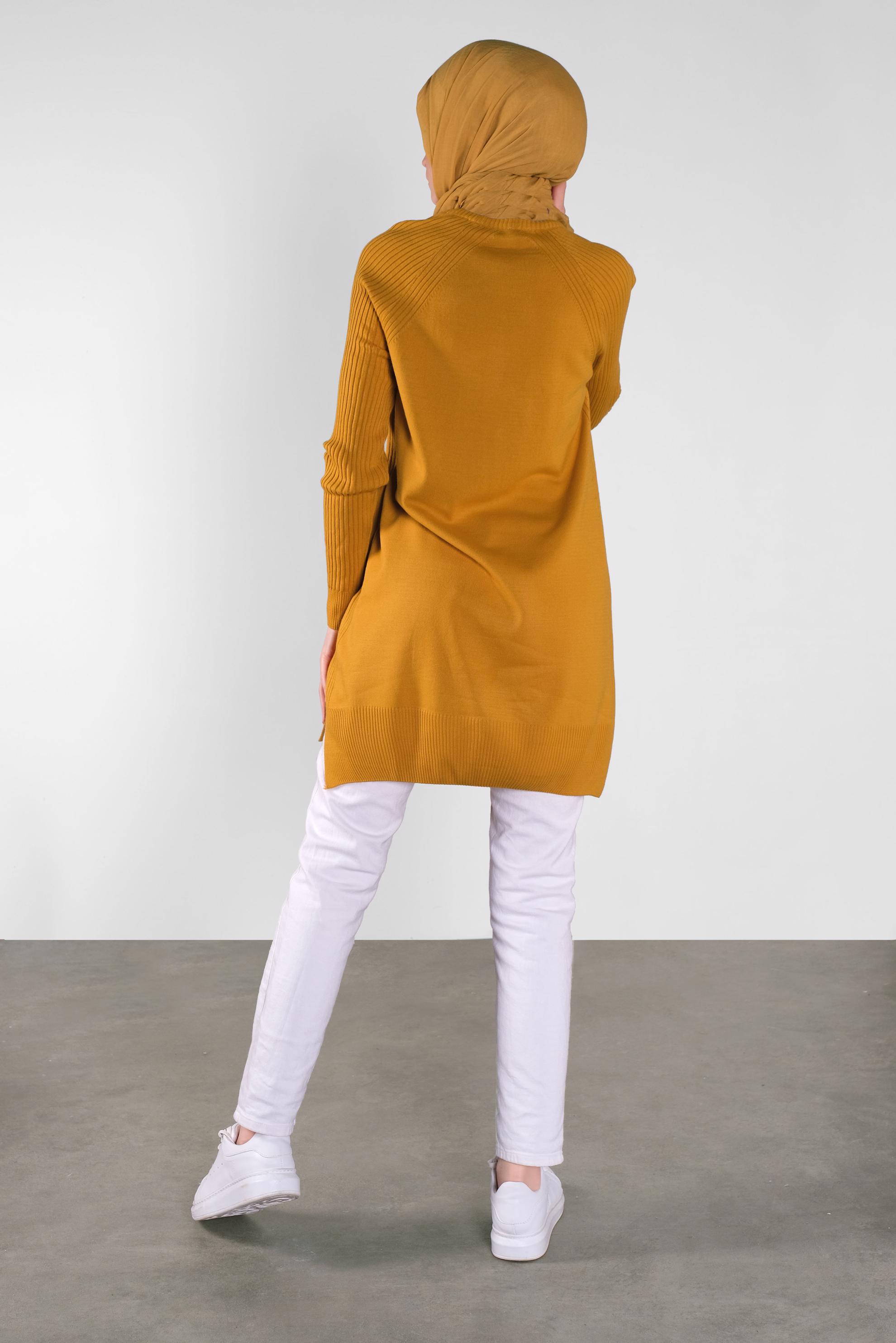 Tesettür giyim SARI BASİC TRİKO TUNİK 41080 