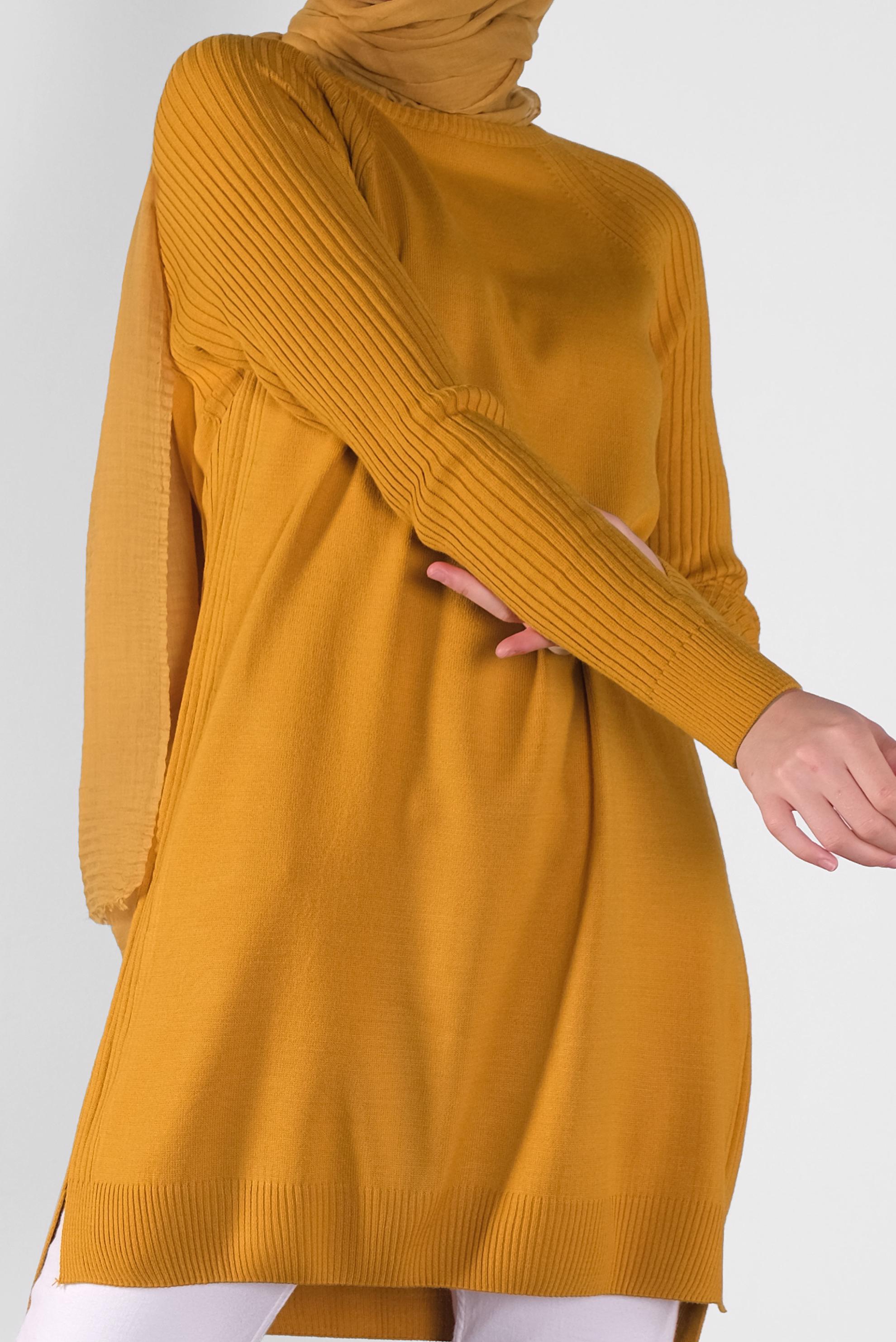 Tesettür giyim SARI BASİC TRİKO TUNİK 41080 