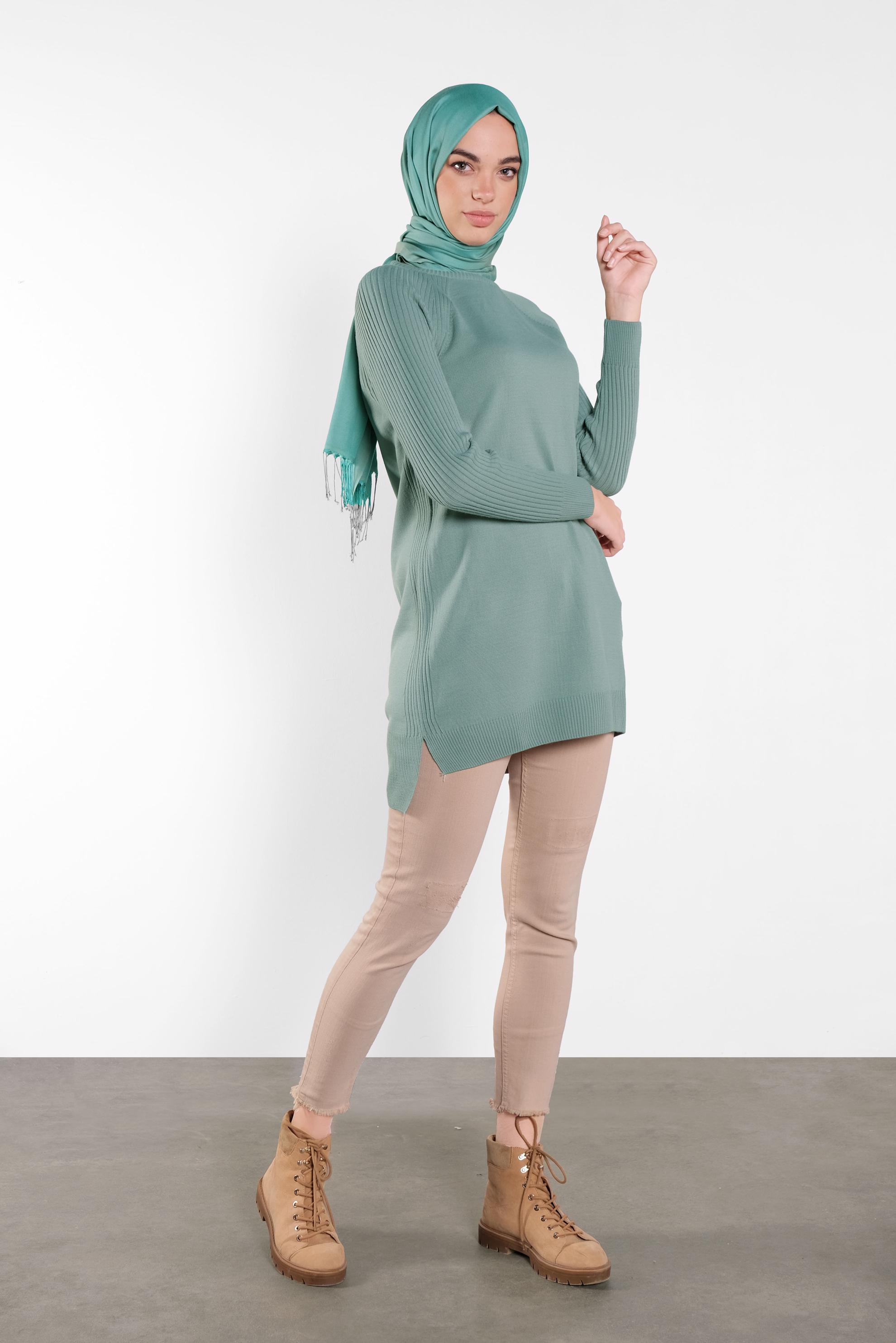 Tesettür giyim MAVİ BASİC TRİKO TUNİK 41080 