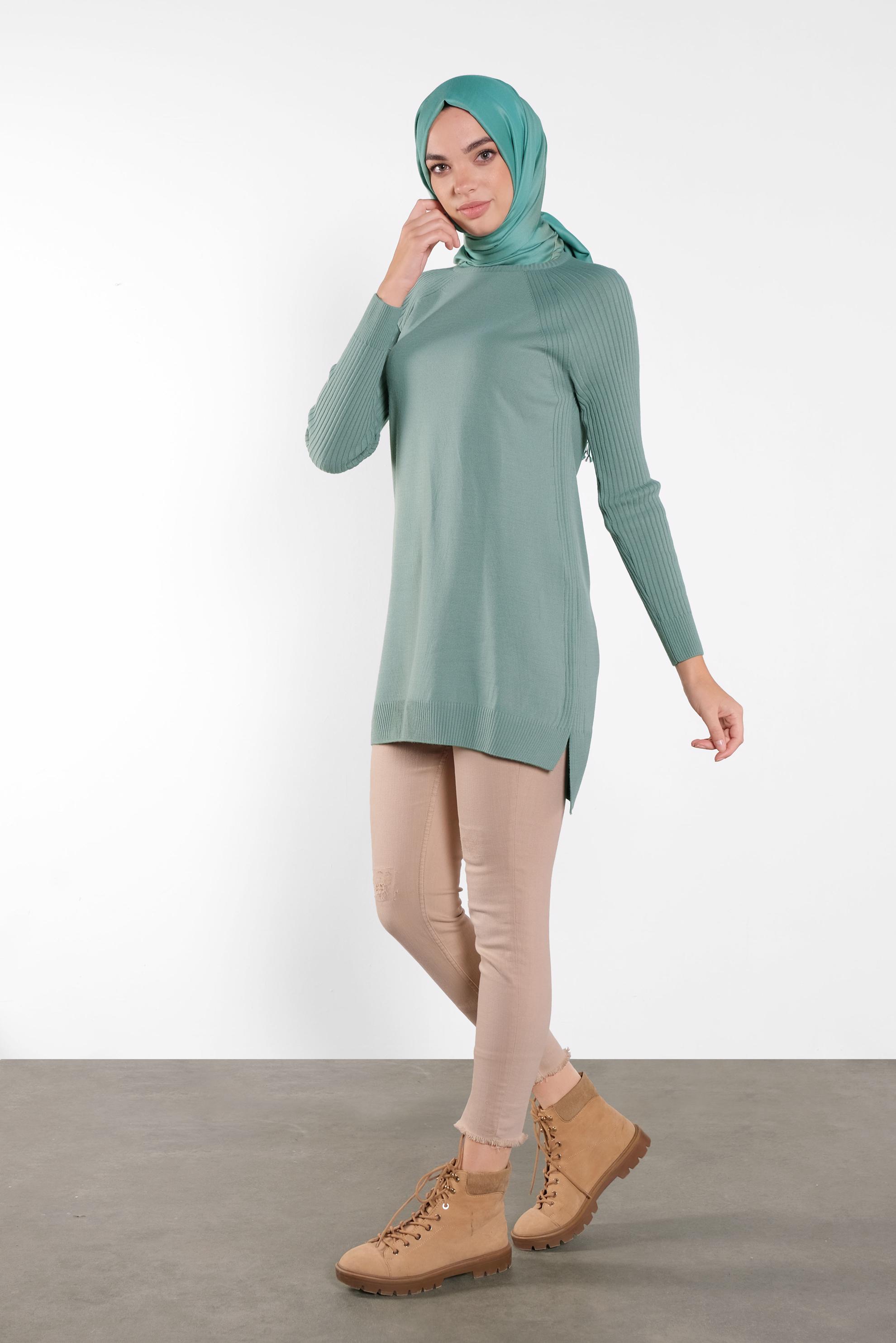 Tesettür giyim MAVİ BASİC TRİKO TUNİK 41080 