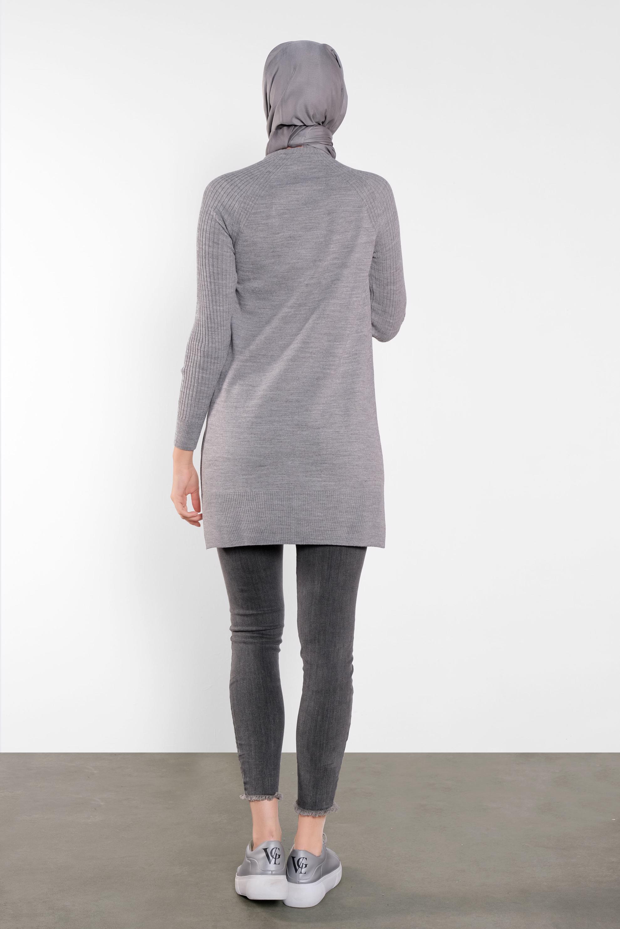 Tesettür giyim GRİ BASİC TRİKO TUNİK 41080 