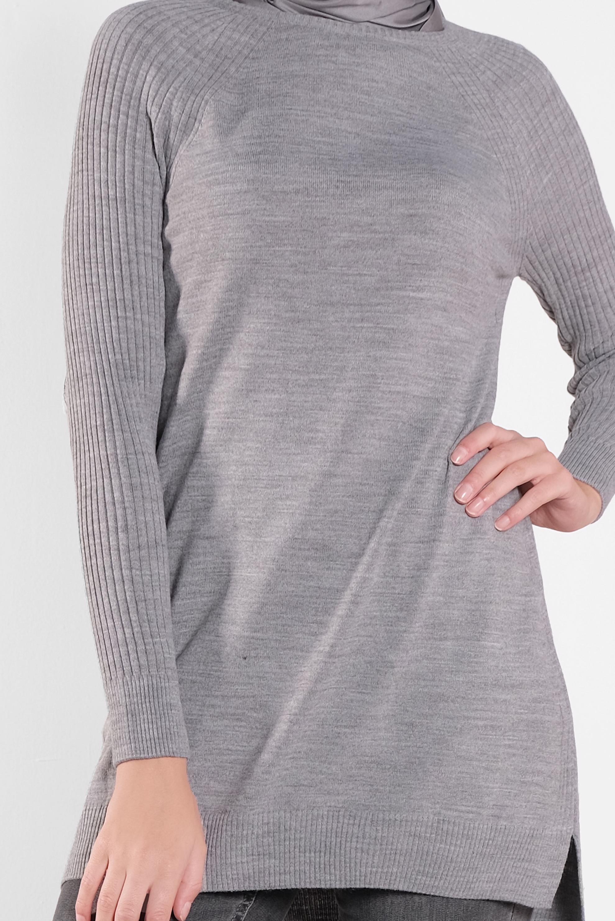 Tesettür giyim GRİ BASİC TRİKO TUNİK 41080 