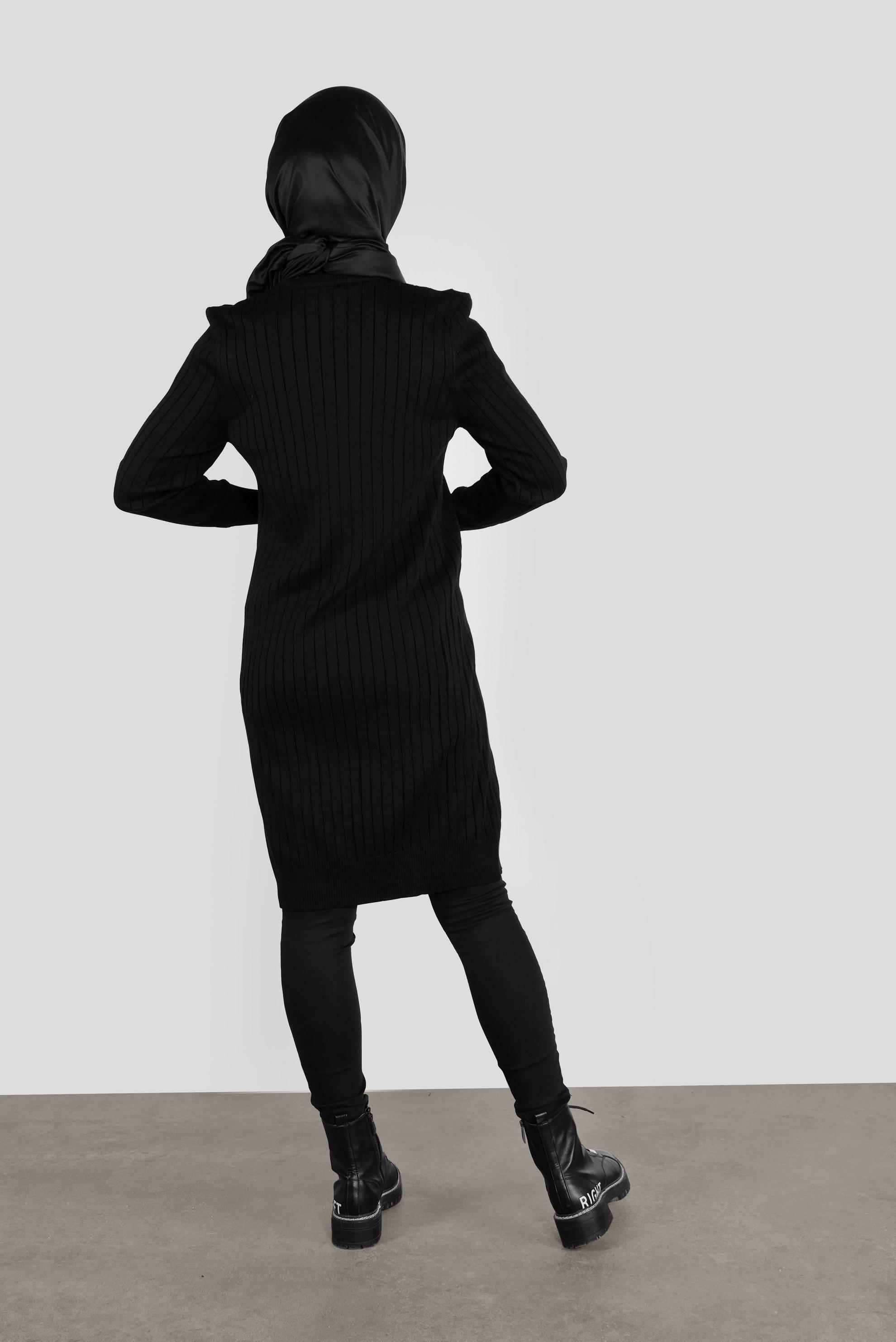 Tesettür giyim SİYAH ÖRGÜ DESENLİ TRİKO TUNİK 41084