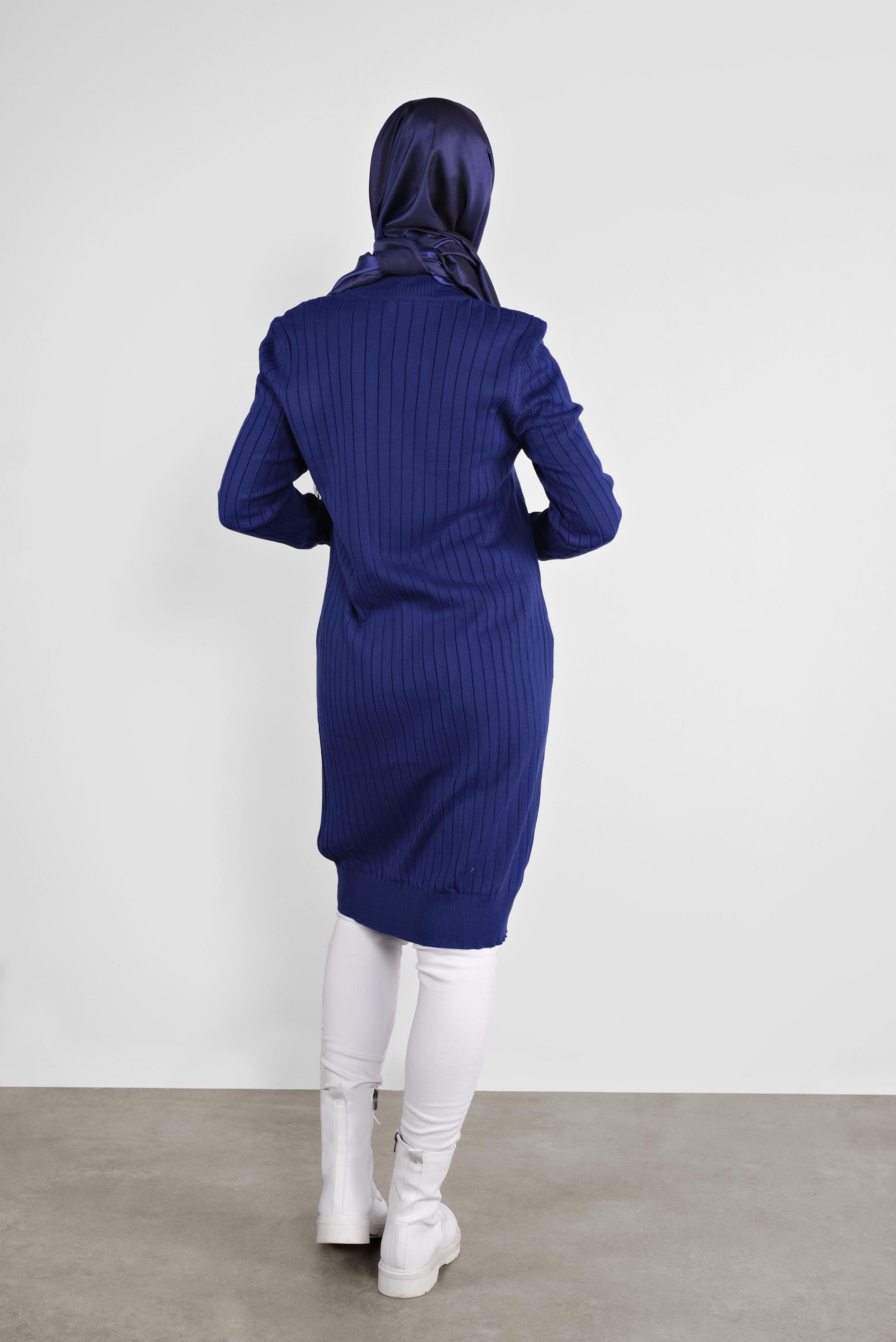 Tesettür giyim LACİVERT ÖRGÜ DESENLİ TRİKO TUNİK 41084