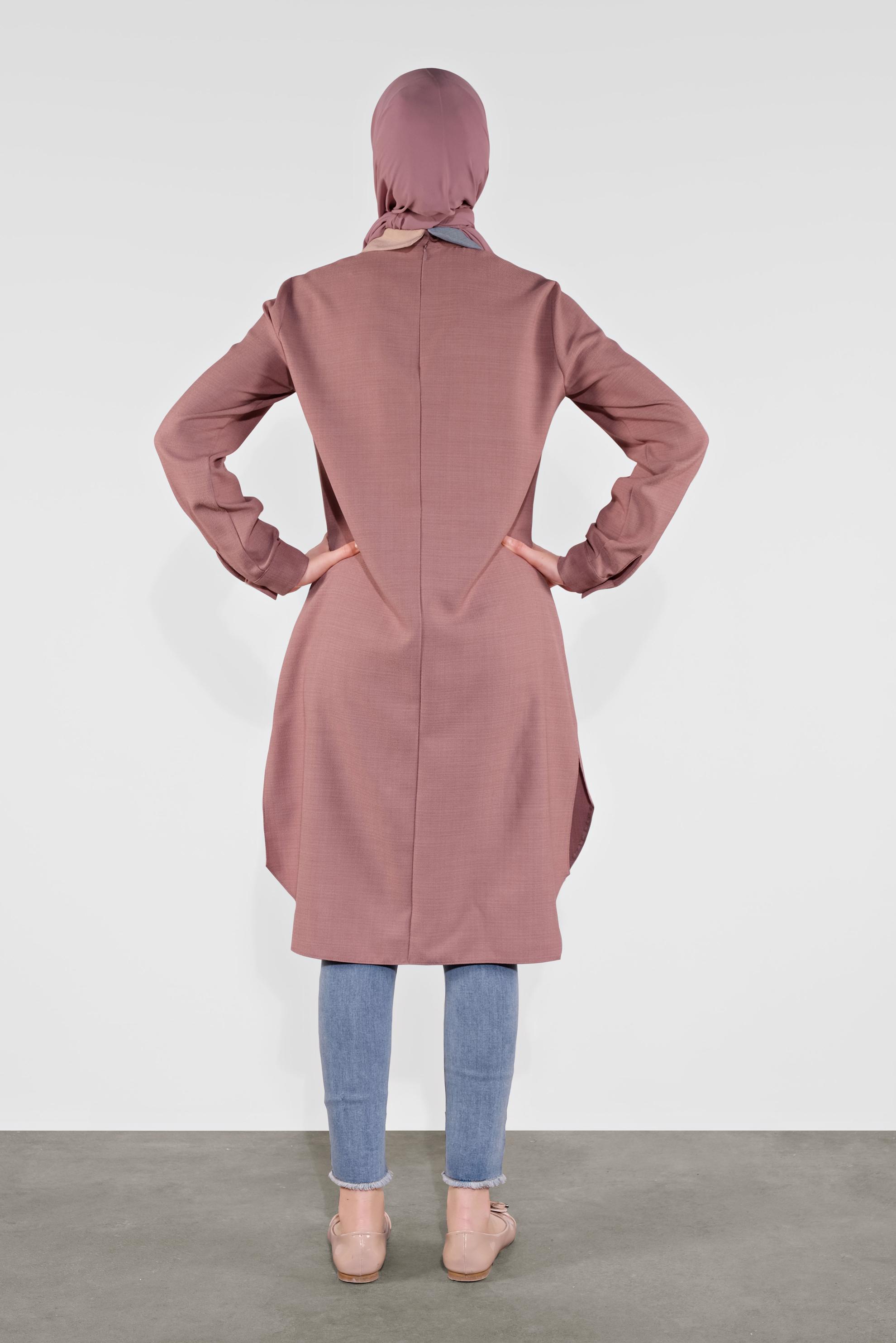 Tesettür giyim PUDRA PÜSKÜL DETAYLI TUNİK 41121 