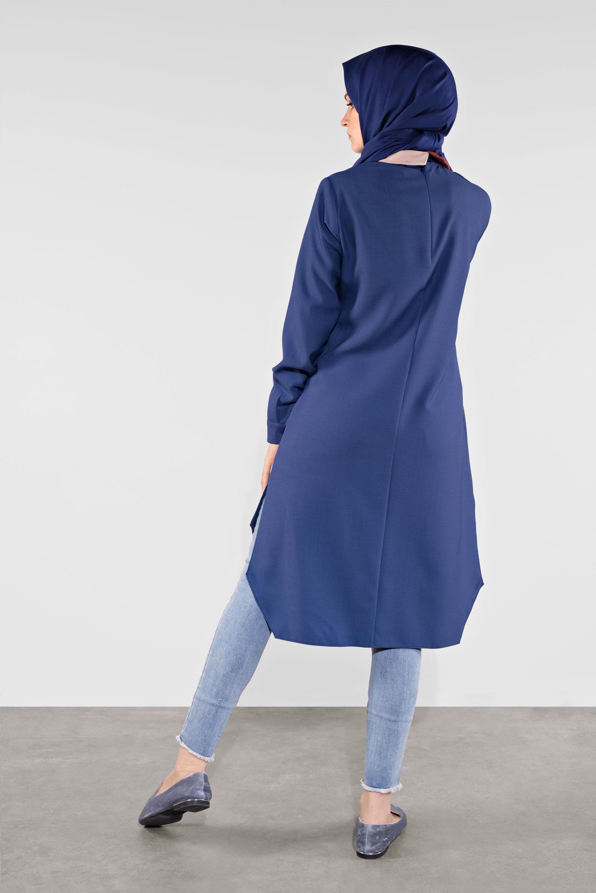 Tesettür giyim LACİVERT PÜSKÜL DETAYLI TUNİK 41121 