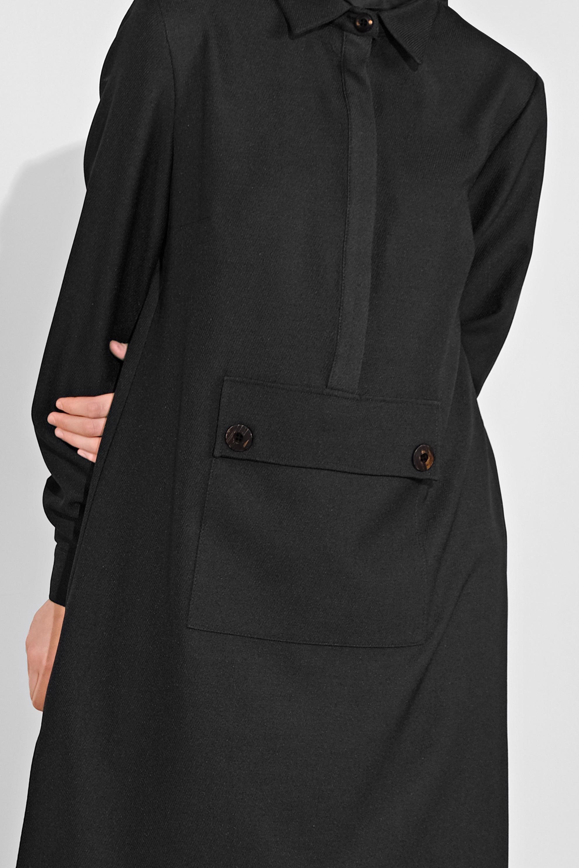 Tesettür giyim SİYAH ÖNÜ CEPLİ TUNİK 41122 