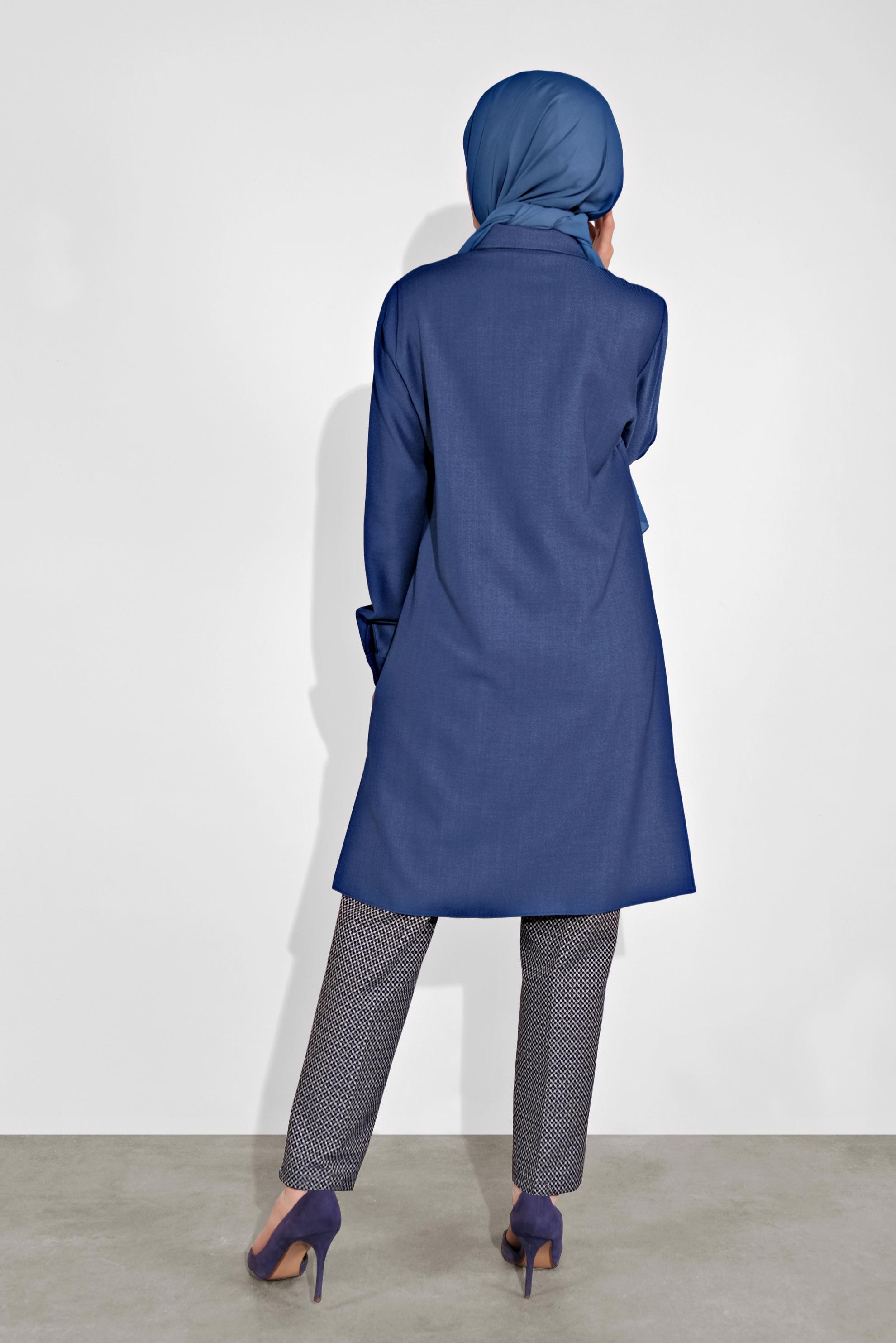 Tesettür giyim LACİVERT ÖNÜ CEPLİ TUNİK 41122 