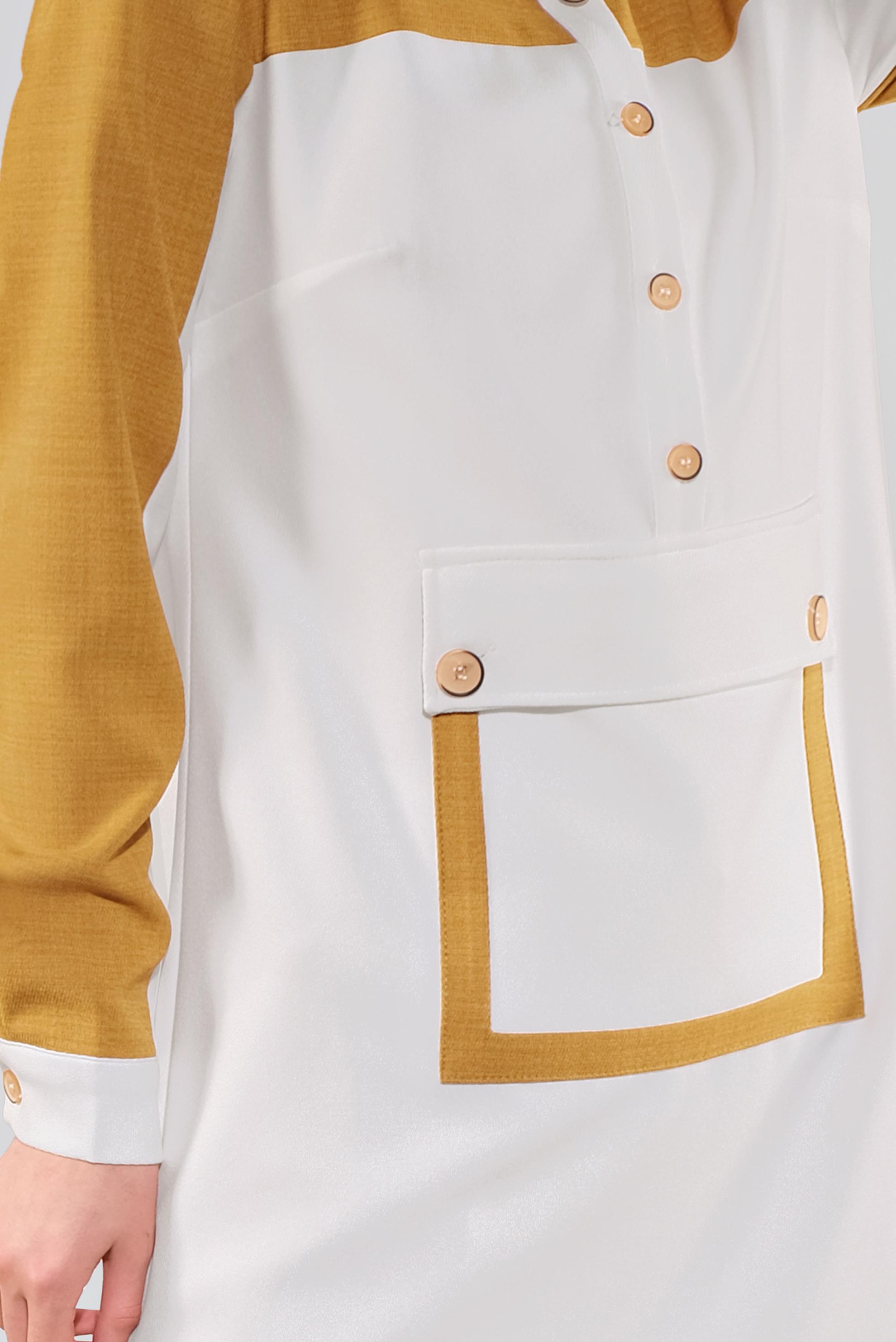 Tesettür giyim SARI DÜĞMELİ CEPLİ TUNİK 41123 