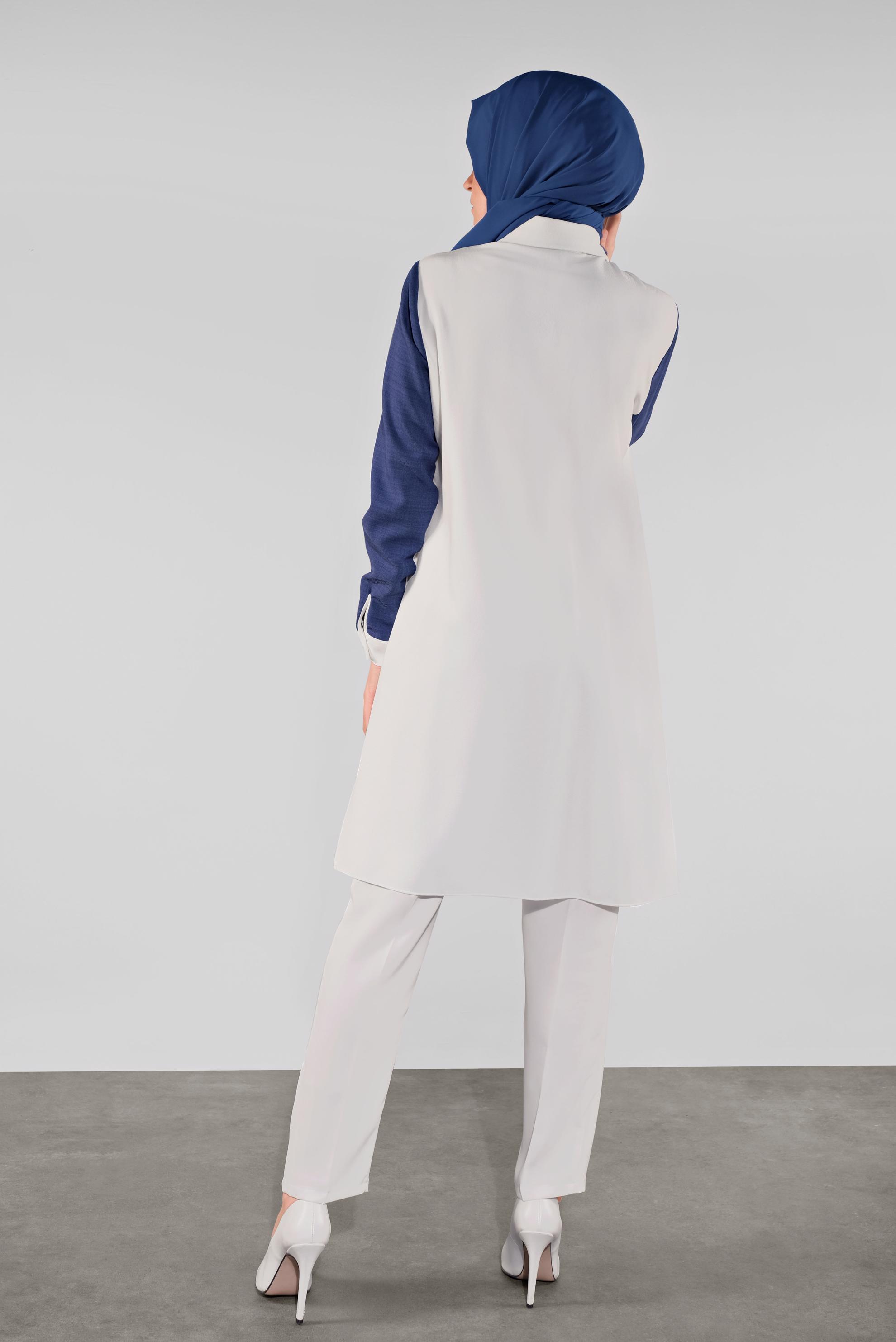 Tesettür giyim LACİVERT DÜĞMELİ CEPLİ TUNİK 41123 