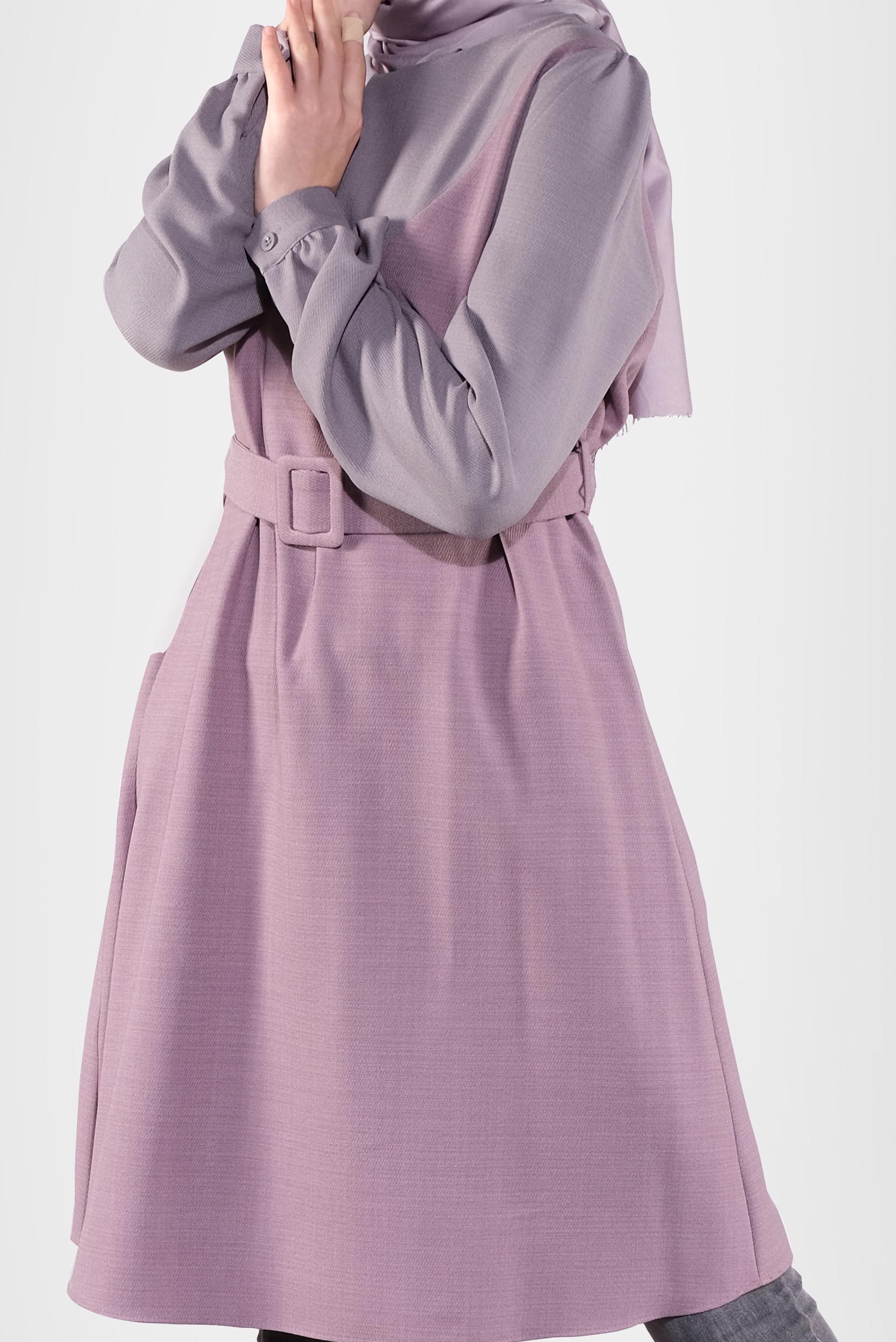 Tesettür giyim MOR BELİ KEMERLİ TUNİK 41124 