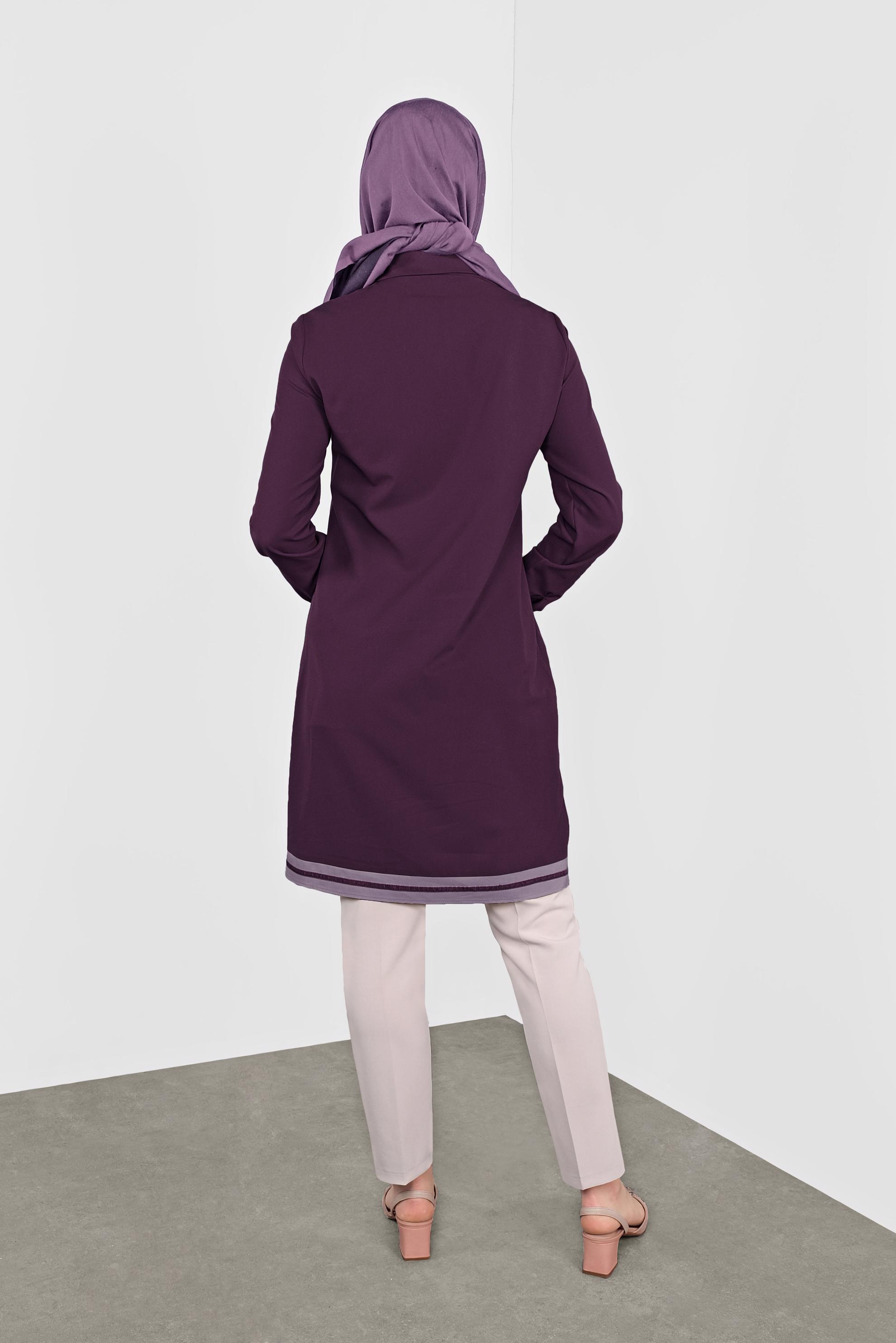 Tesettür giyim MOR ŞERİT DETAYLI TUNİK 41125 