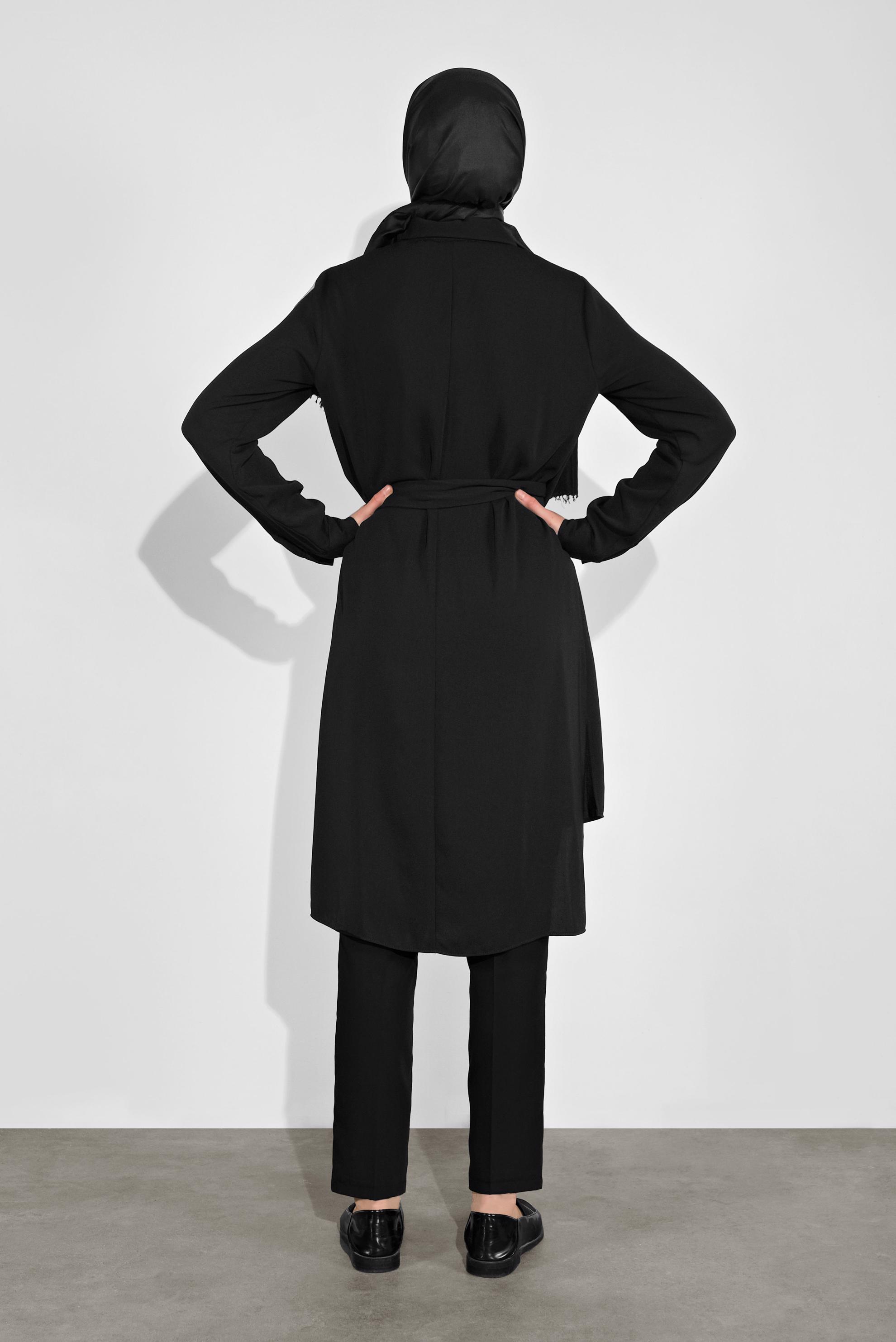 Tesettür giyim SİYAH ASİMETRİK KESİM TUNİK 41129 