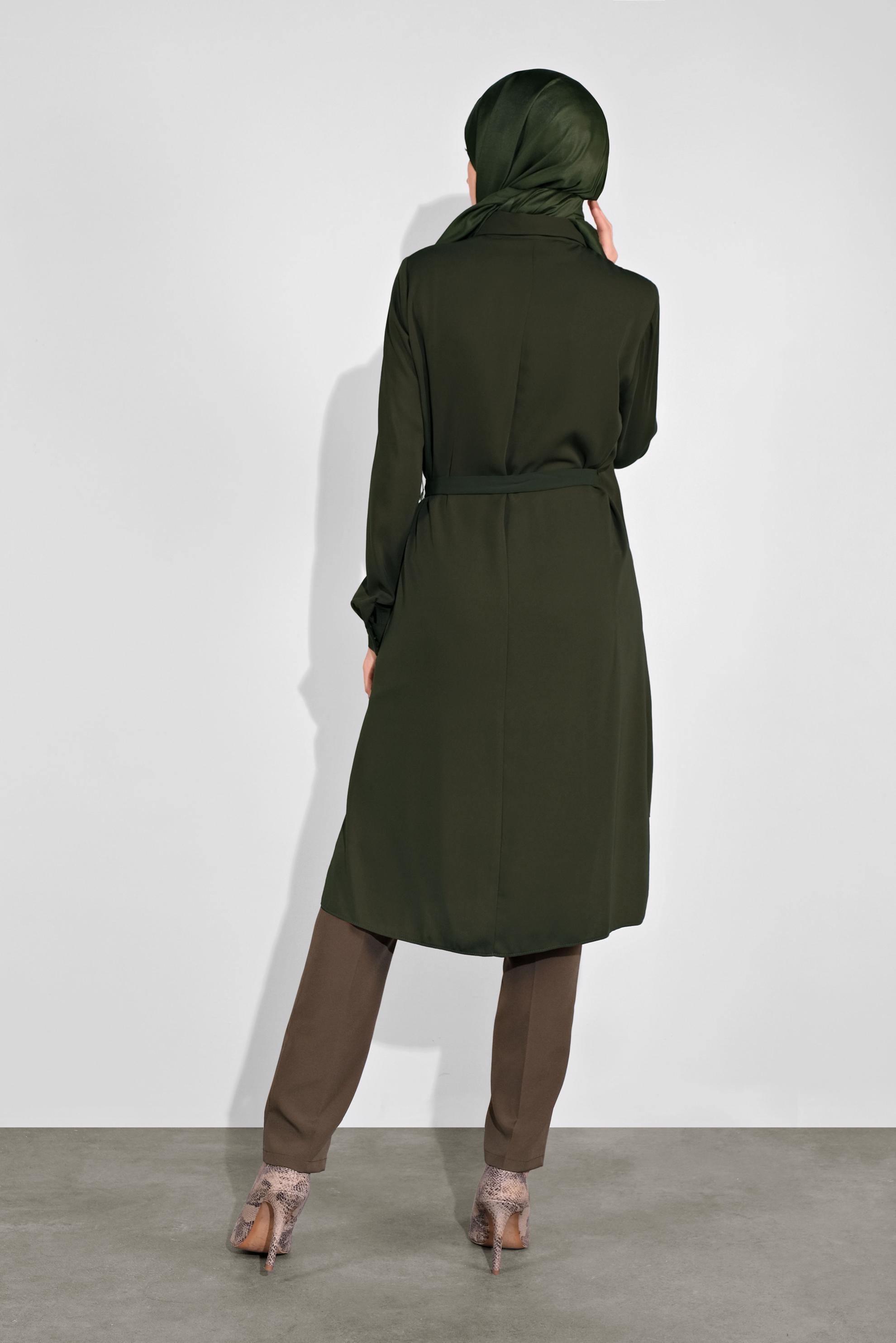 Tesettür giyim HAKİ ASİMETRİK KESİM TUNİK 41129 