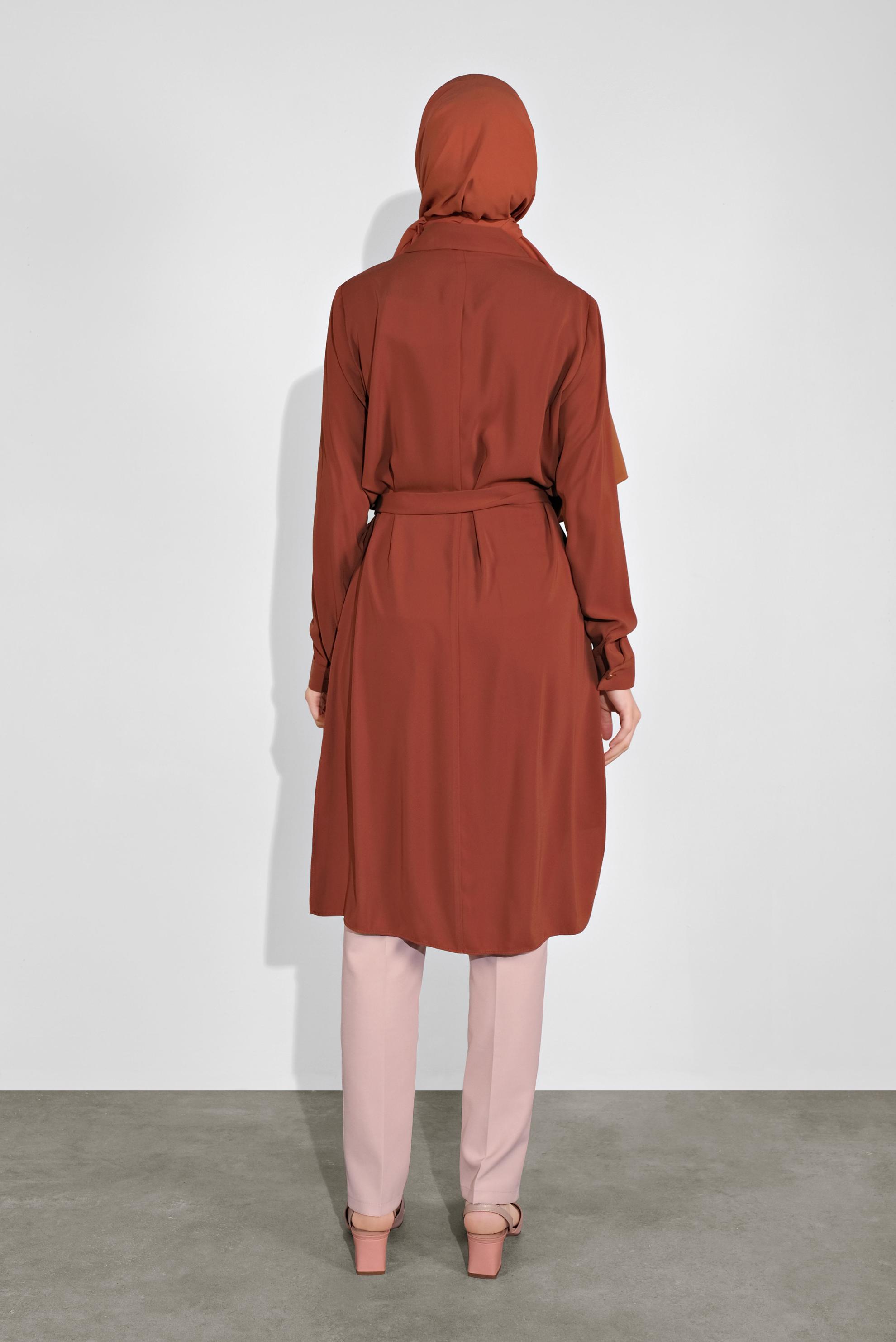 Tesettür giyim TURUNCU ASİMETRİK KESİM TUNİK 41129 