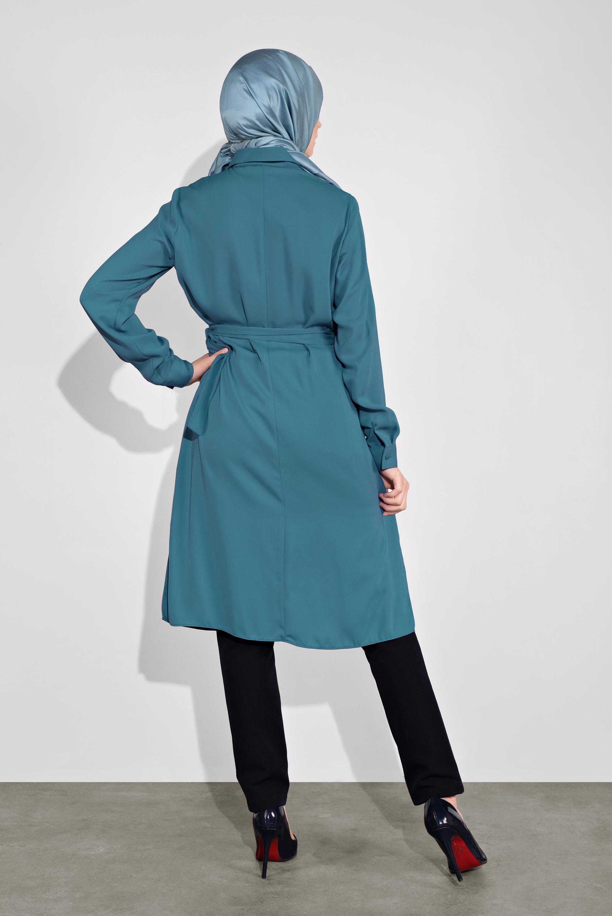 Tesettür giyim MAVİ ASİMETRİK KESİM TUNİK 41129 