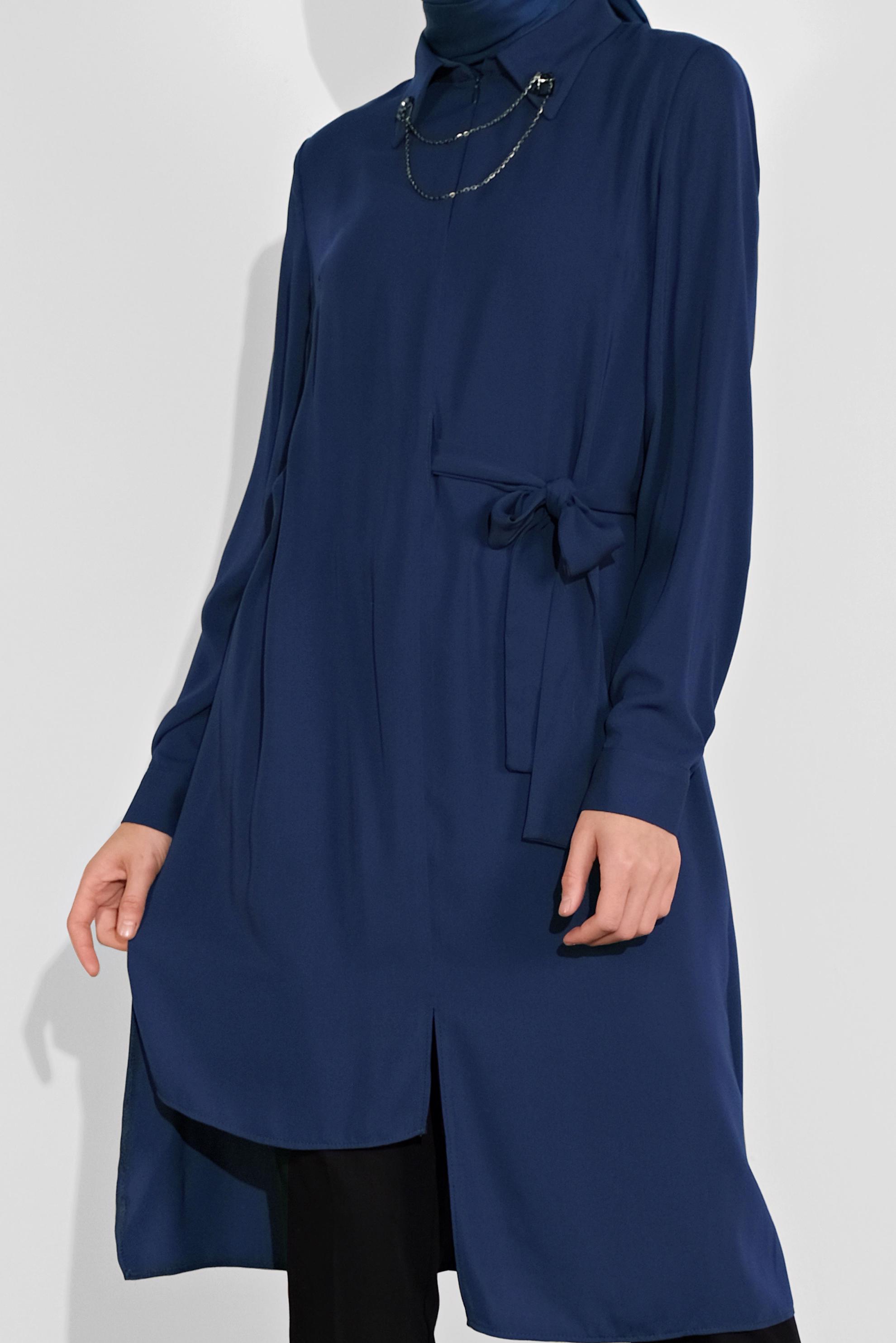 Tesettür giyim LACİVERT ASİMETRİK KESİM TUNİK 41129 