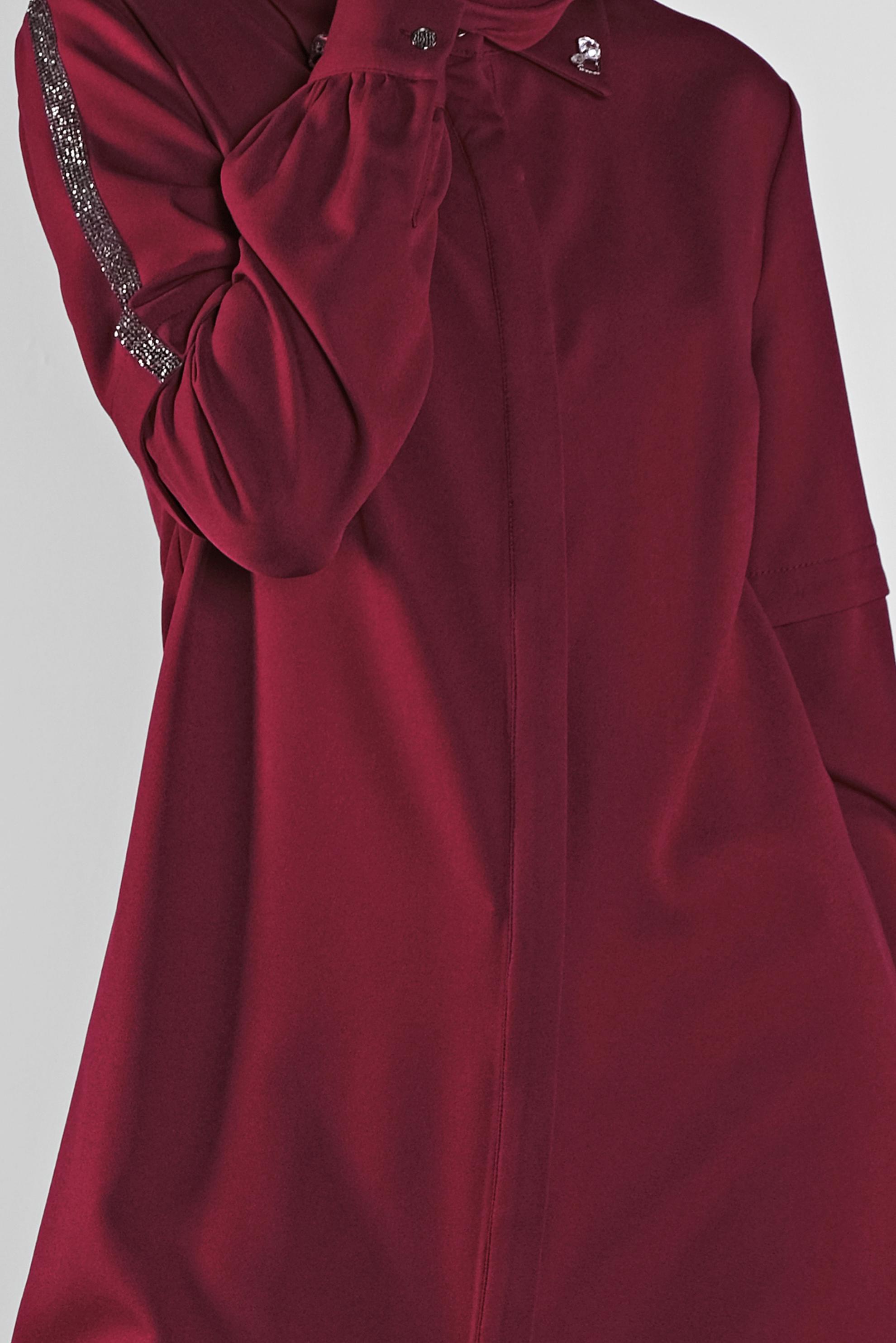 Tesettür giyim KIRMIZI SİMLİ ŞERİT DETAYLI TUNİK 41134 