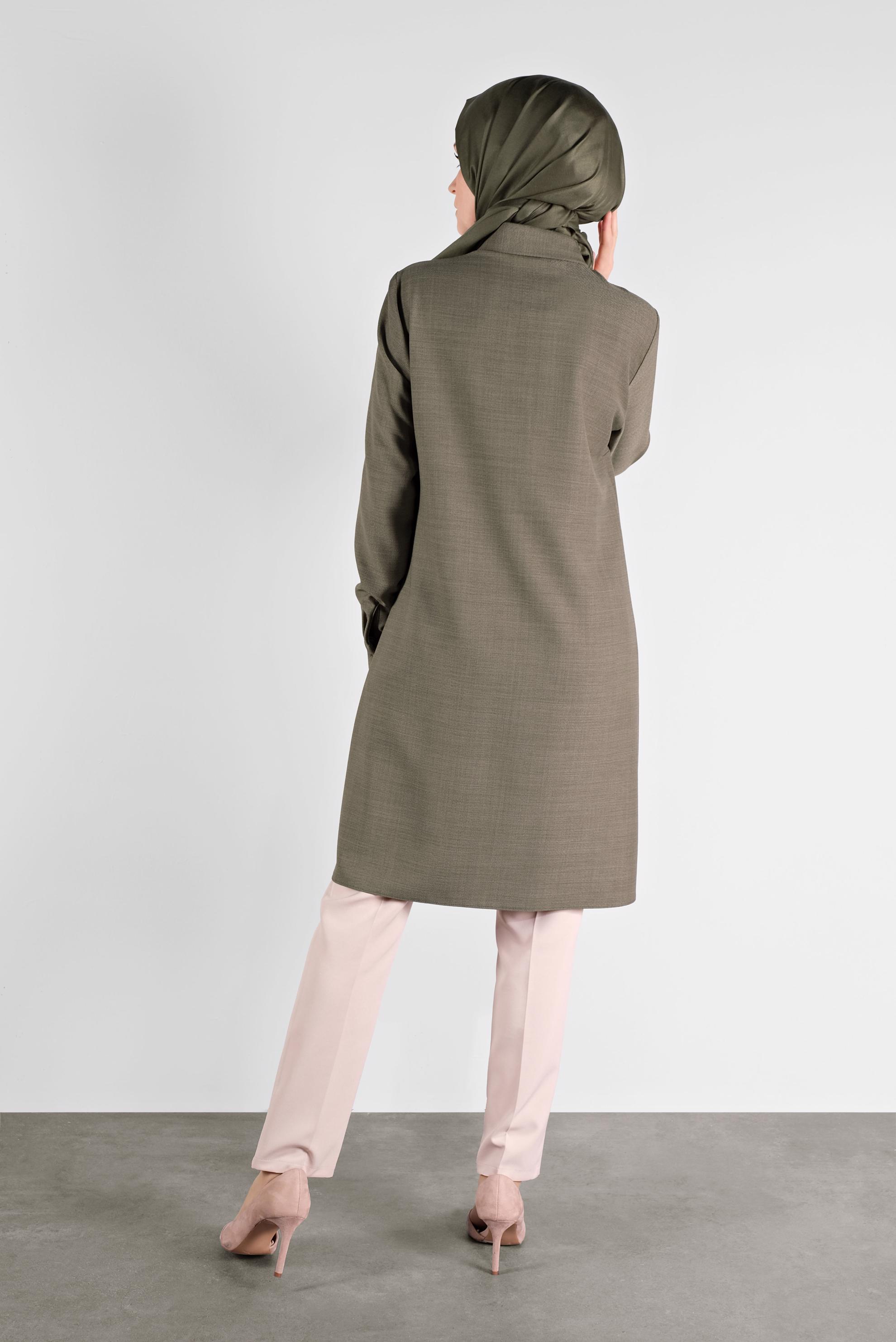 Tesettür giyim HAKİ NAKIŞLI CEPLİ TUNİK 41138 