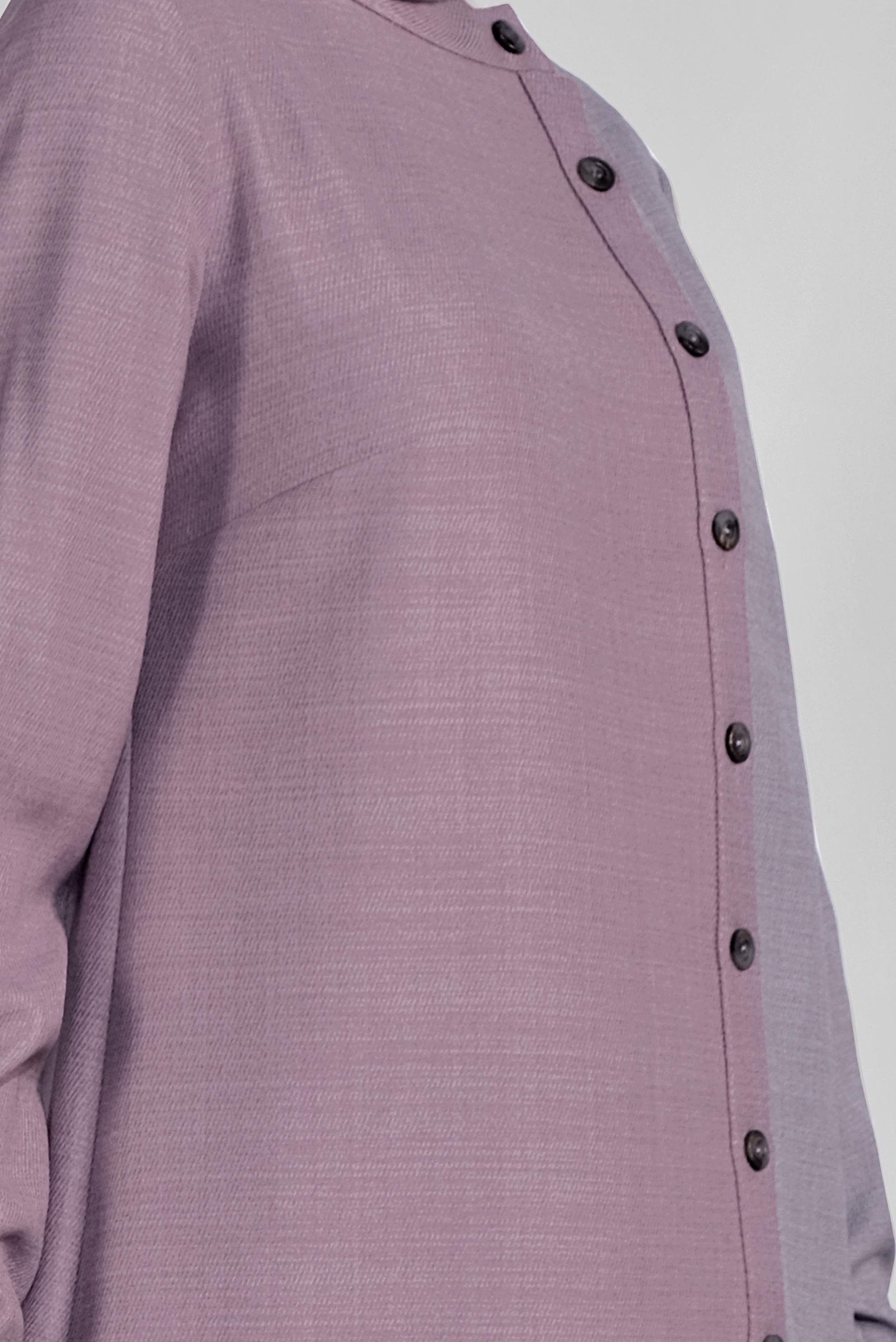 Tesettür giyim MOR DÜĞME DETAYLI YUVARLAK YAKA TUNİK 41139