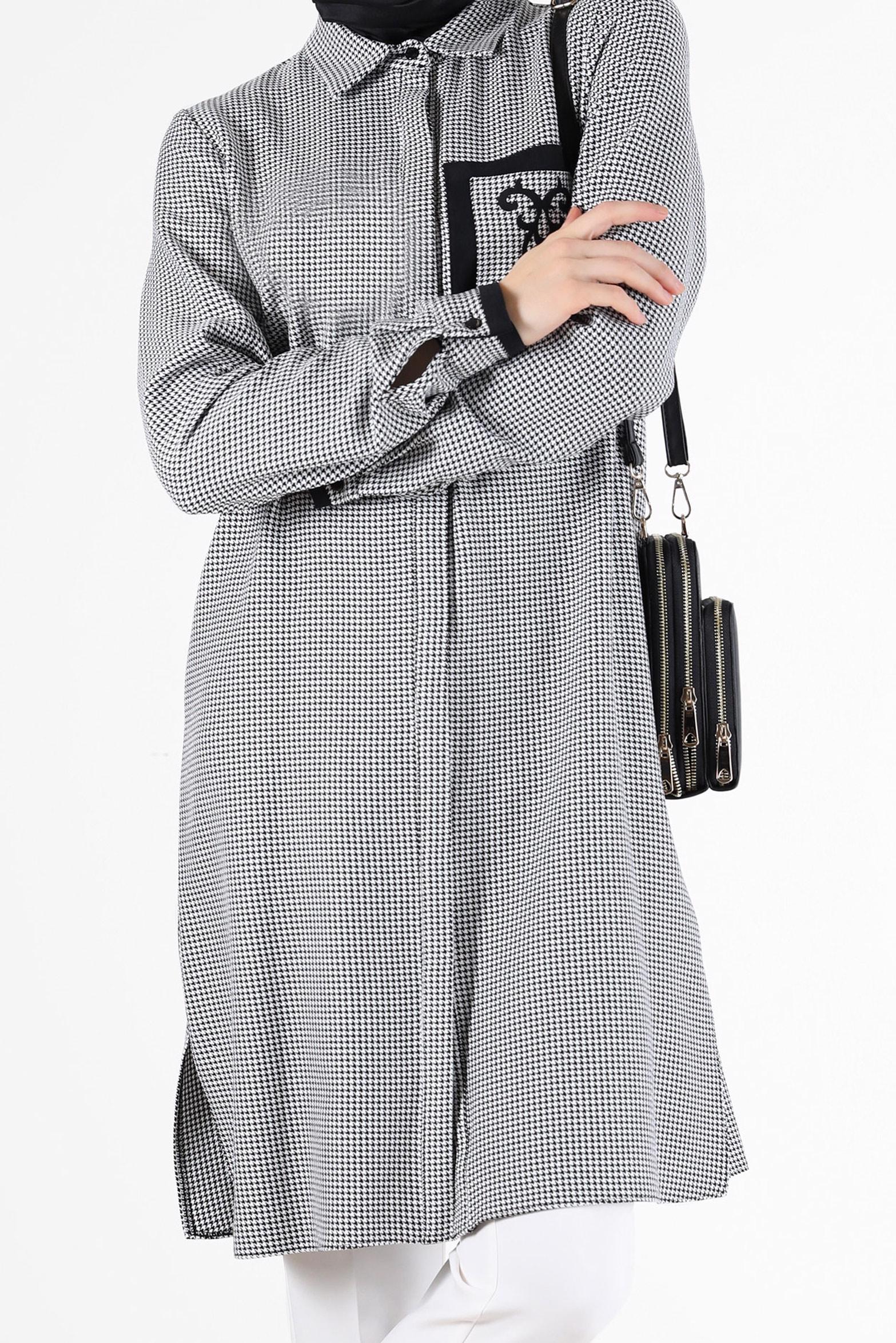 Tesettür giyim SİYAH PÖTİKARE DESENLİ TUNİK 41170 