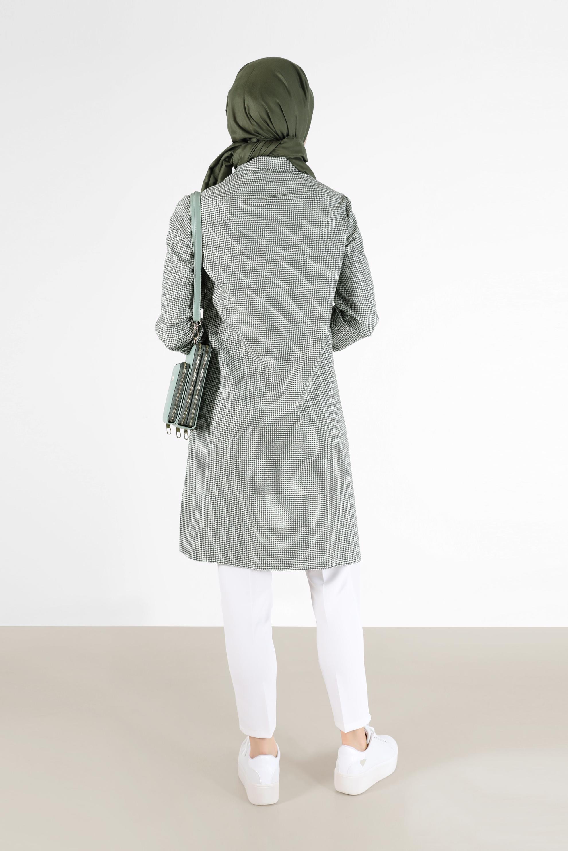 Tesettür giyim HAKİ PÖTİKARE DESENLİ TUNİK 41170 