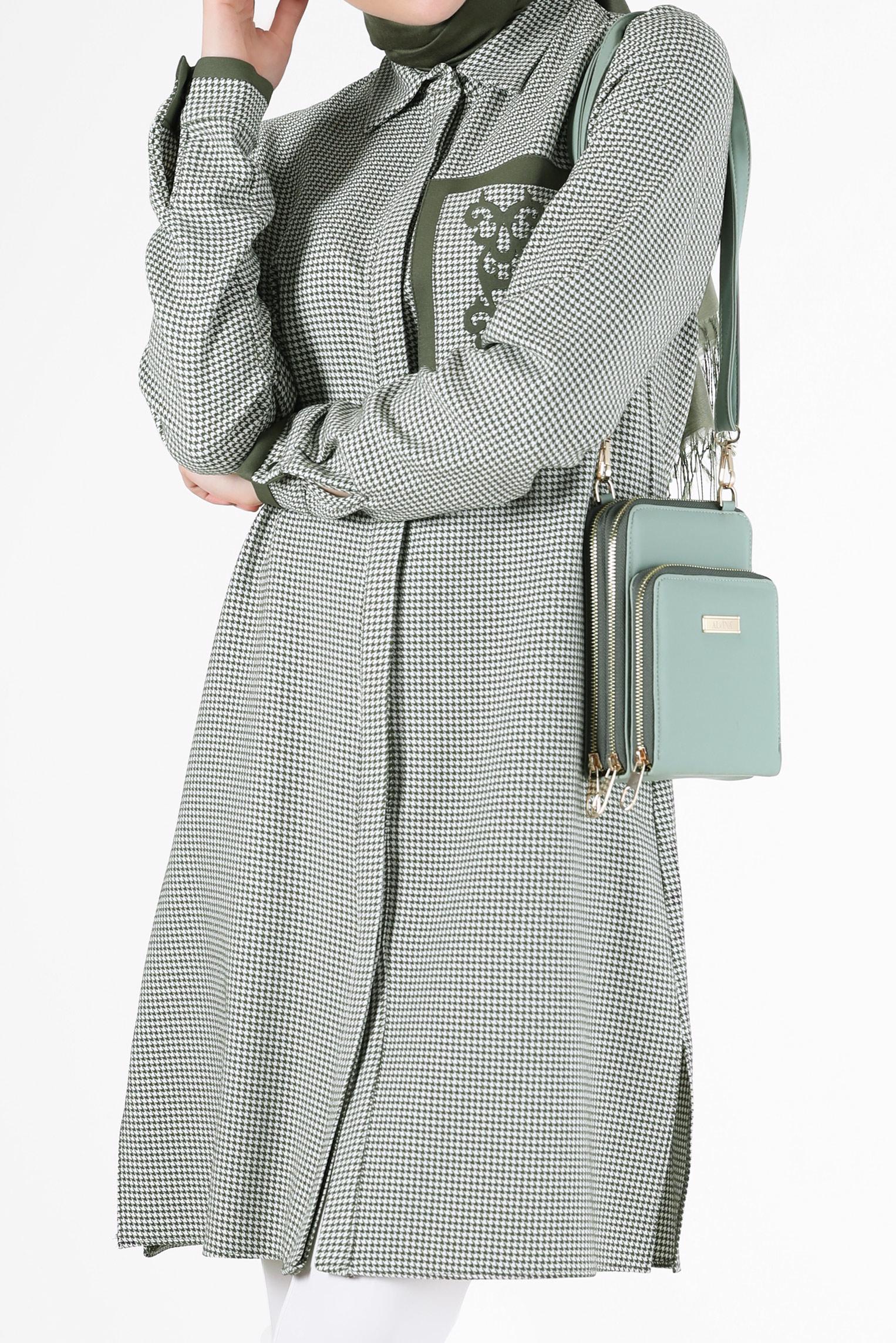 Tesettür giyim HAKİ PÖTİKARE DESENLİ TUNİK 41170 