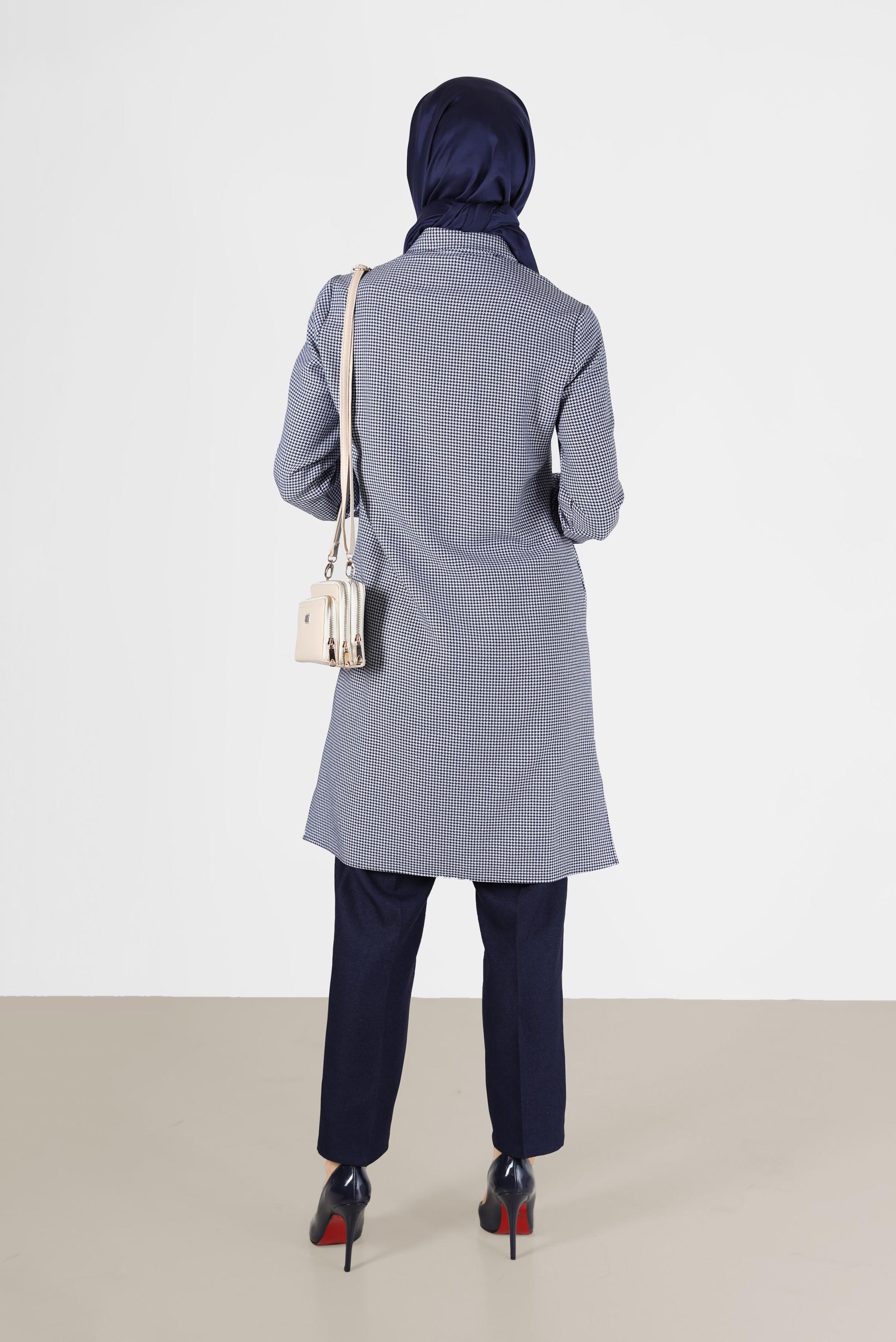 Tesettür giyim LACİVERT PÖTİKARE DESENLİ TUNİK 41170 