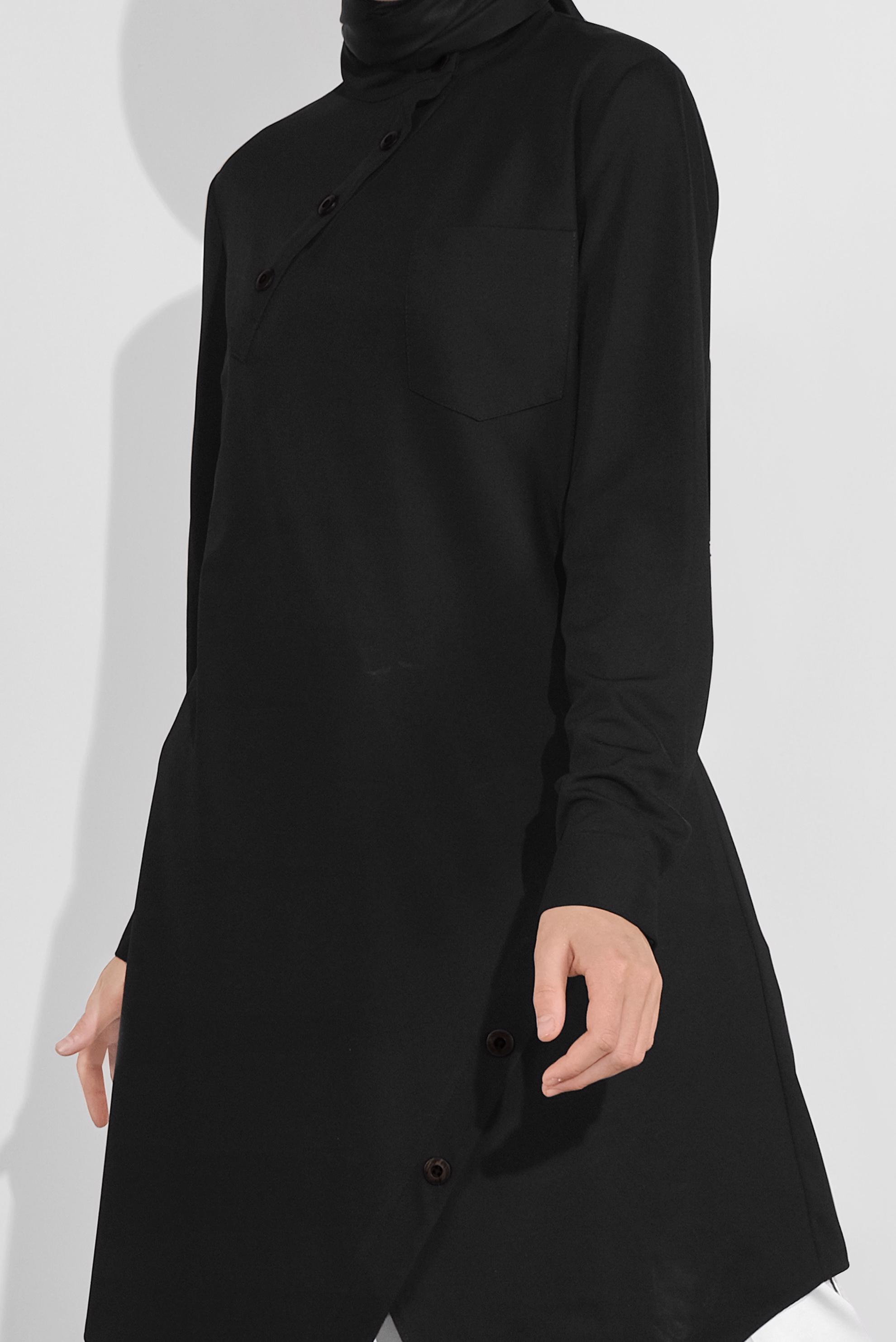 Tesettür giyim SİYAH ASİMETRİK KESİM TUNİK 41177 