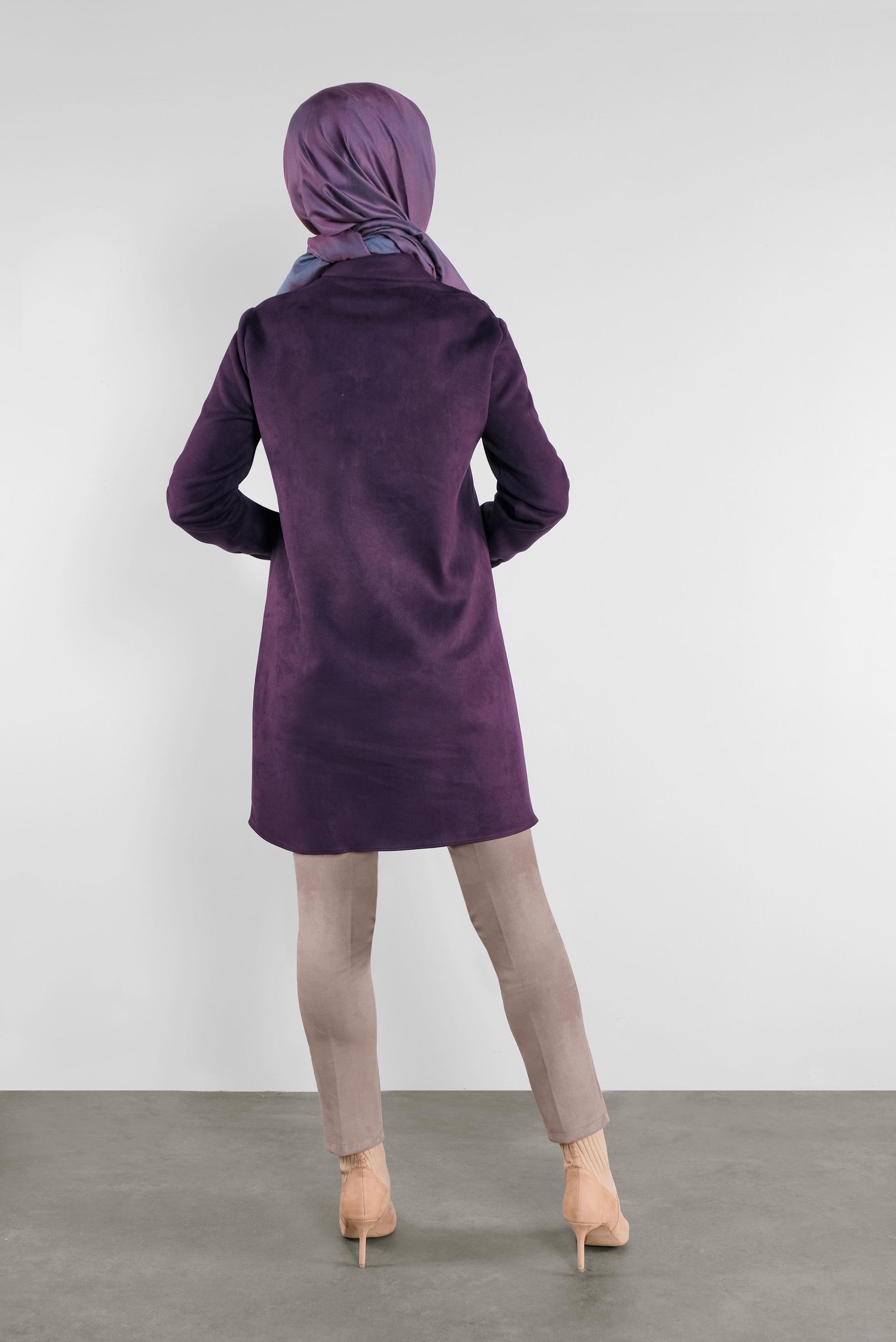 Tesettür giyim MÜRDÜM NAKIŞLI SÜET TUNİK 41178 