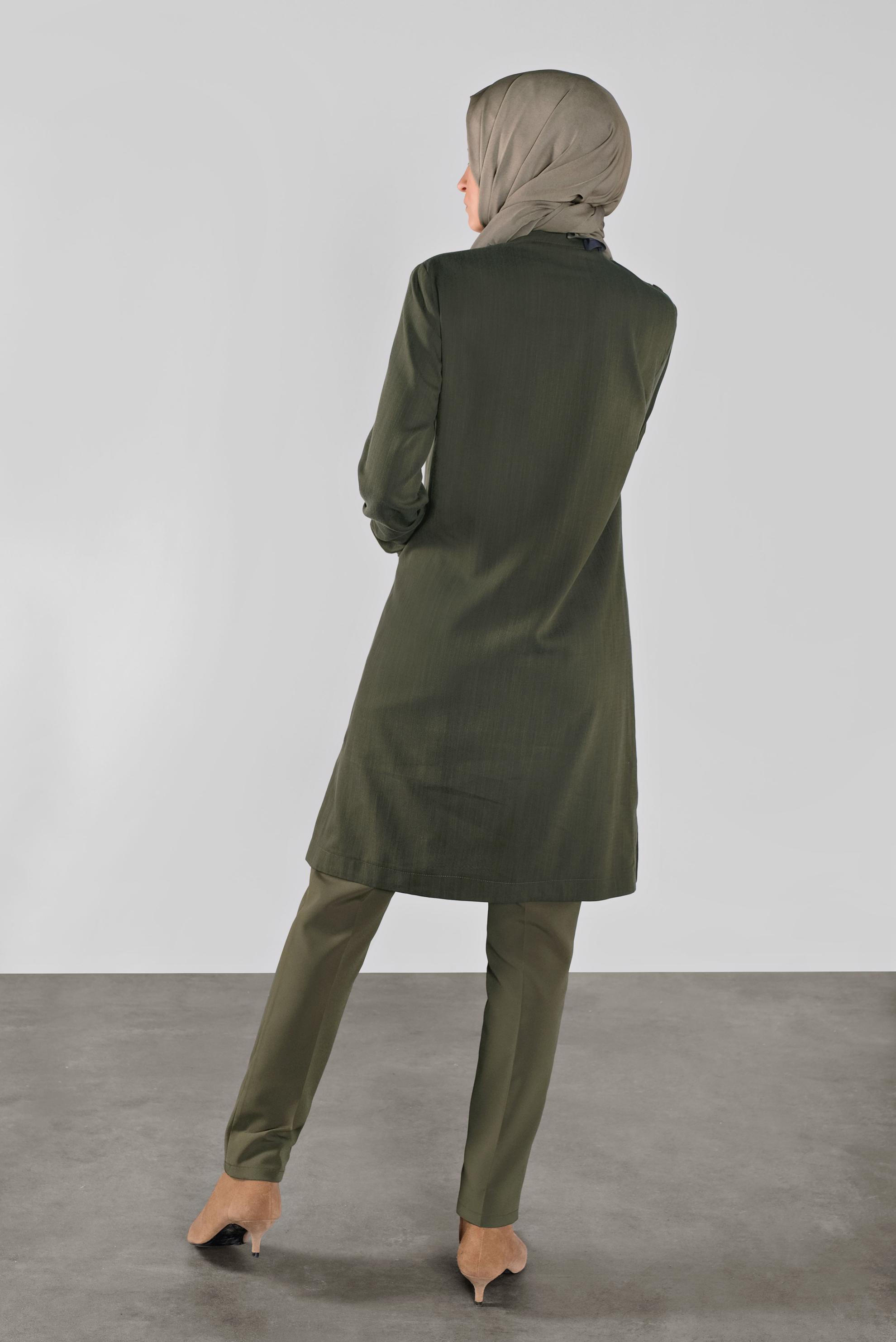 Tesettür giyim HAKİ DÜĞMELİ BOĞAZLI TUNİK 41188 